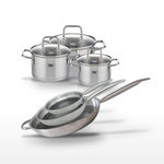 ELO Lot de 3 Poêles 32/28/24cm Elo Relief Solution et 3 Faitouts Elo Citrin