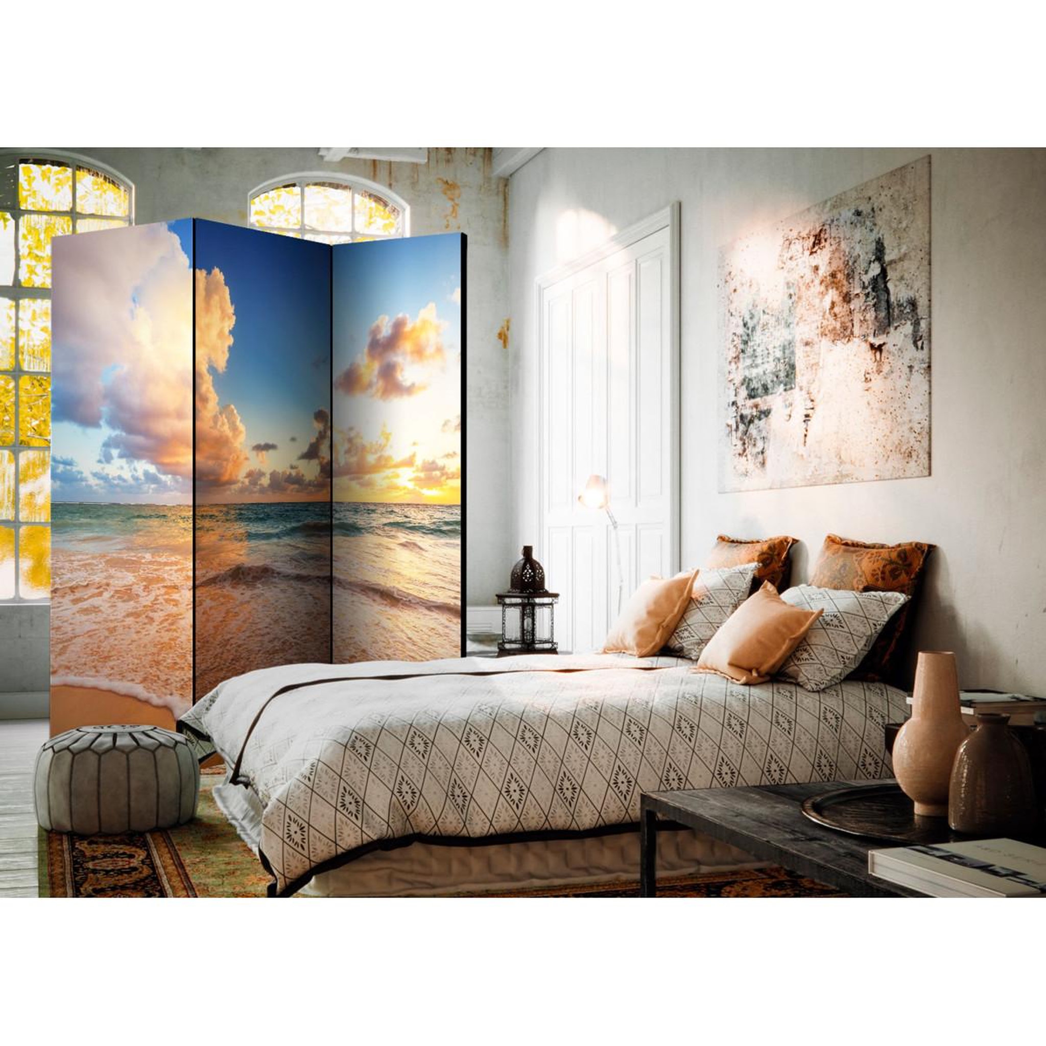 Voir la diapositive 2 : Paris Prix Paravent 3 volets  morning by the sea  135x172cm