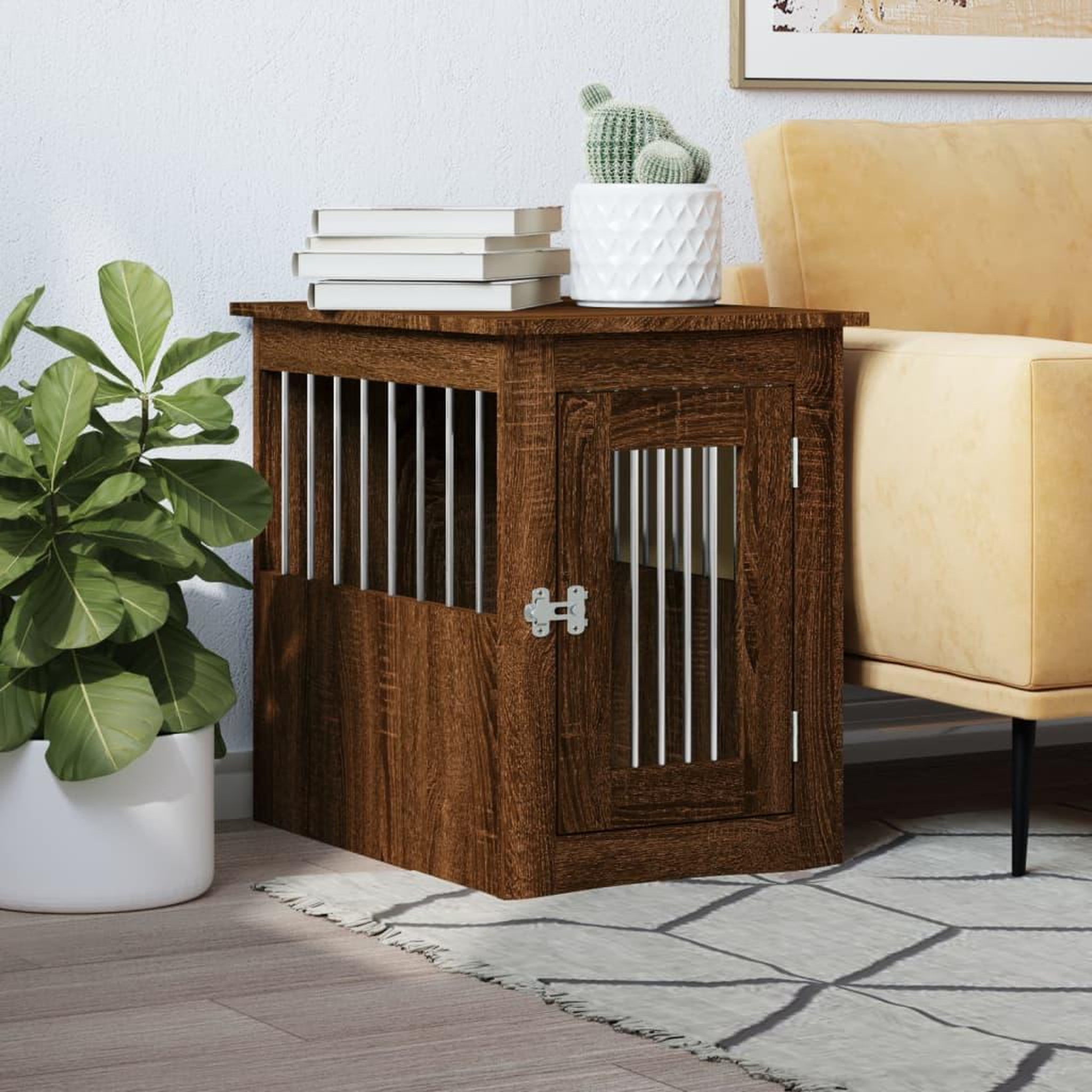 VIDAXL Meuble de cage pour chiens chene marron 45x62x59 cm