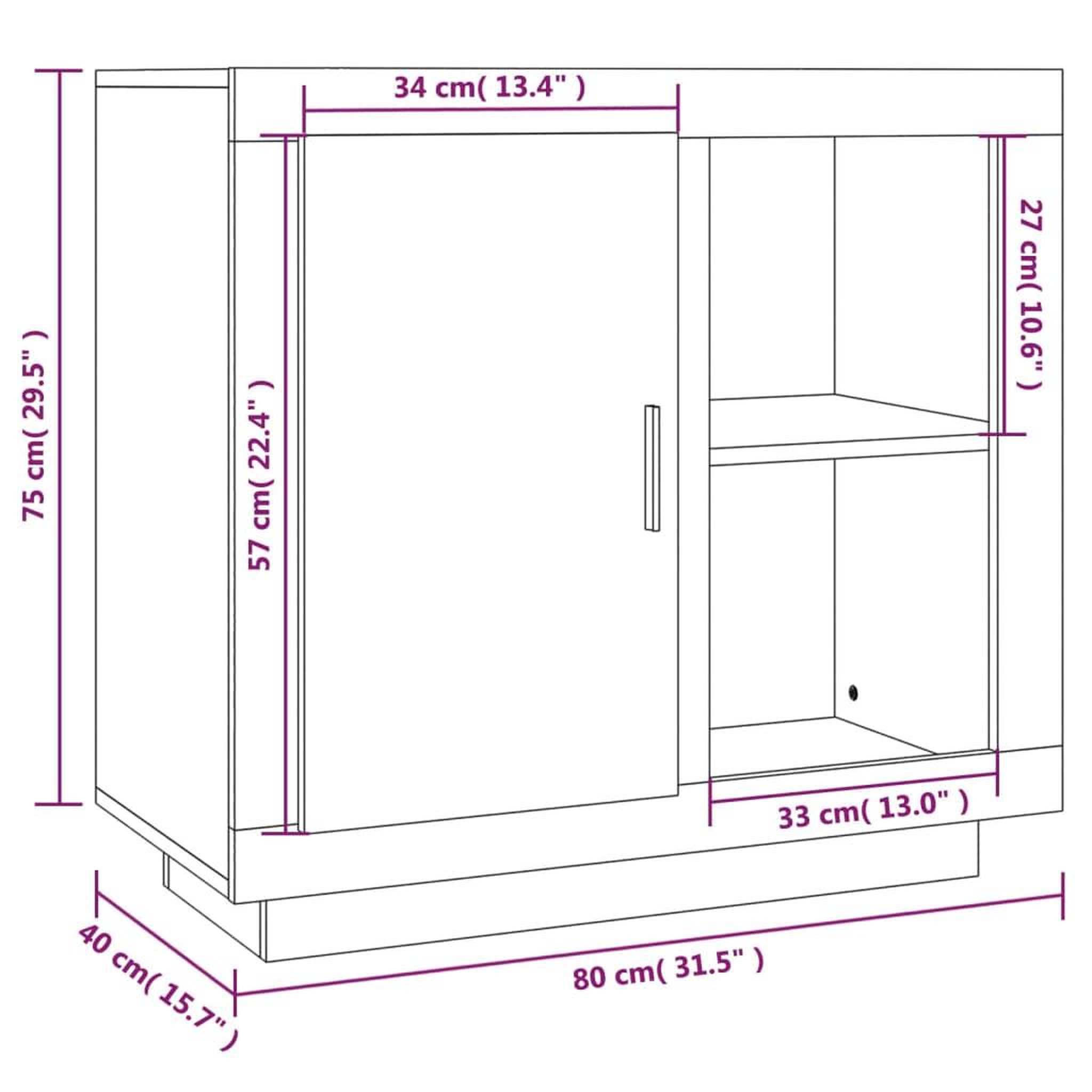 Voir la diapositive 6 : VIDAXL Buffet Blanc 80x40x75 cm