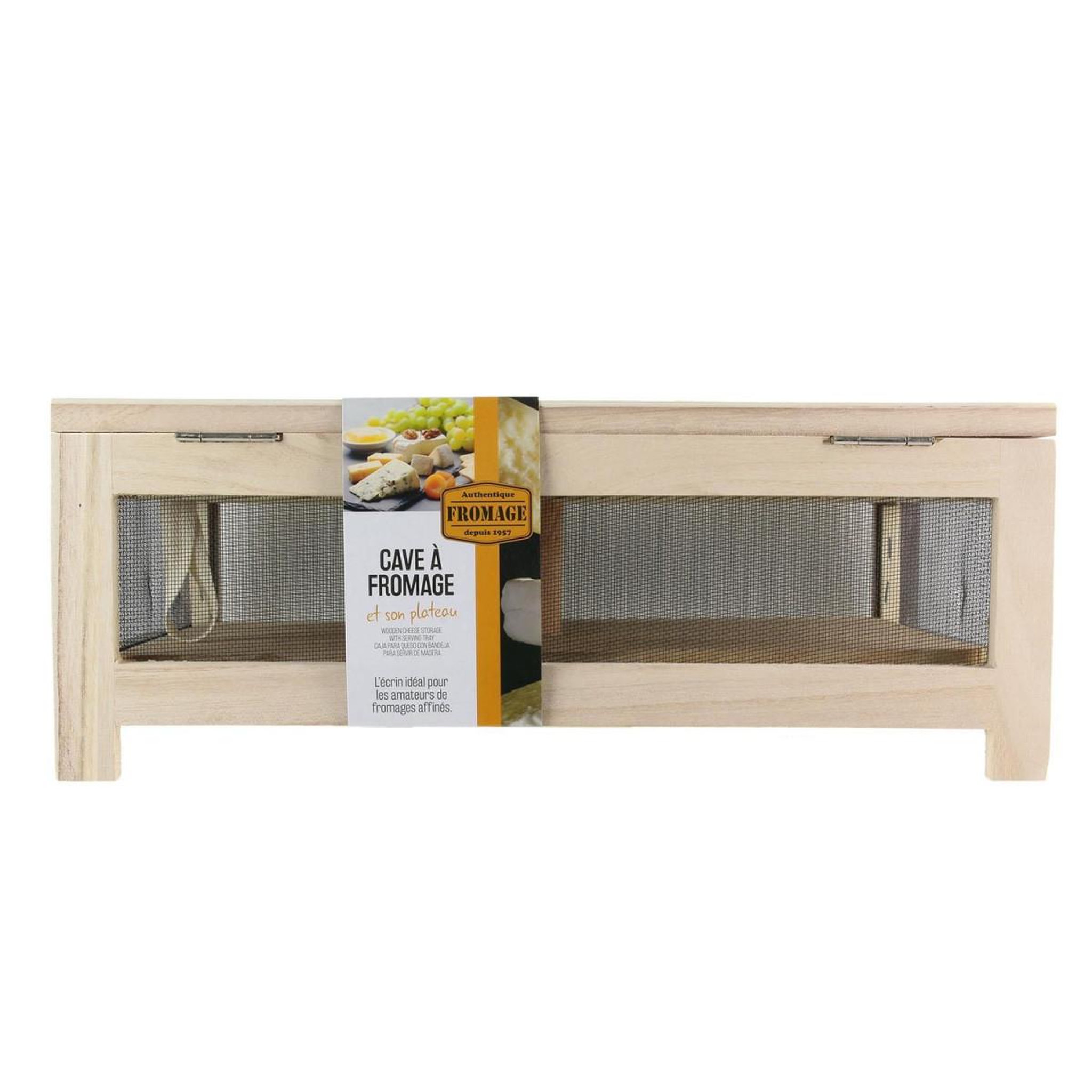 Voir la diapositive 4 : COOK CONCEPT Cave à fromage en bois  plateau  39cm naturel
