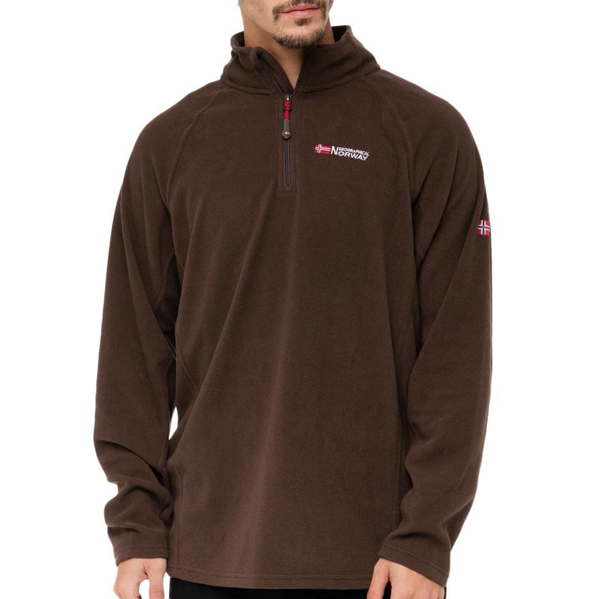 GEOGRAPHICAL NORWAY Veste Polaire 1/4 de Zip Marron Homme Geographical Norway Men 233. Coloris disponibles : Marron