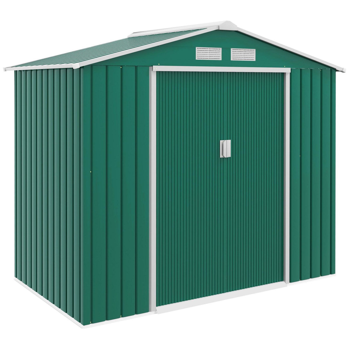 OUTSUNNY Abri de jardin - remise pour outils - cabanon porte verrouillable - dim. 213L x 130l x 185H cm - tôle d'acier vert