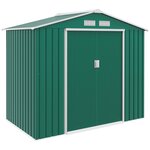 OUTSUNNY Abri de jardin - remise pour outils - cabanon porte verrouillable - dim. 213L x 130l x 185H cm - tôle d'acier vert