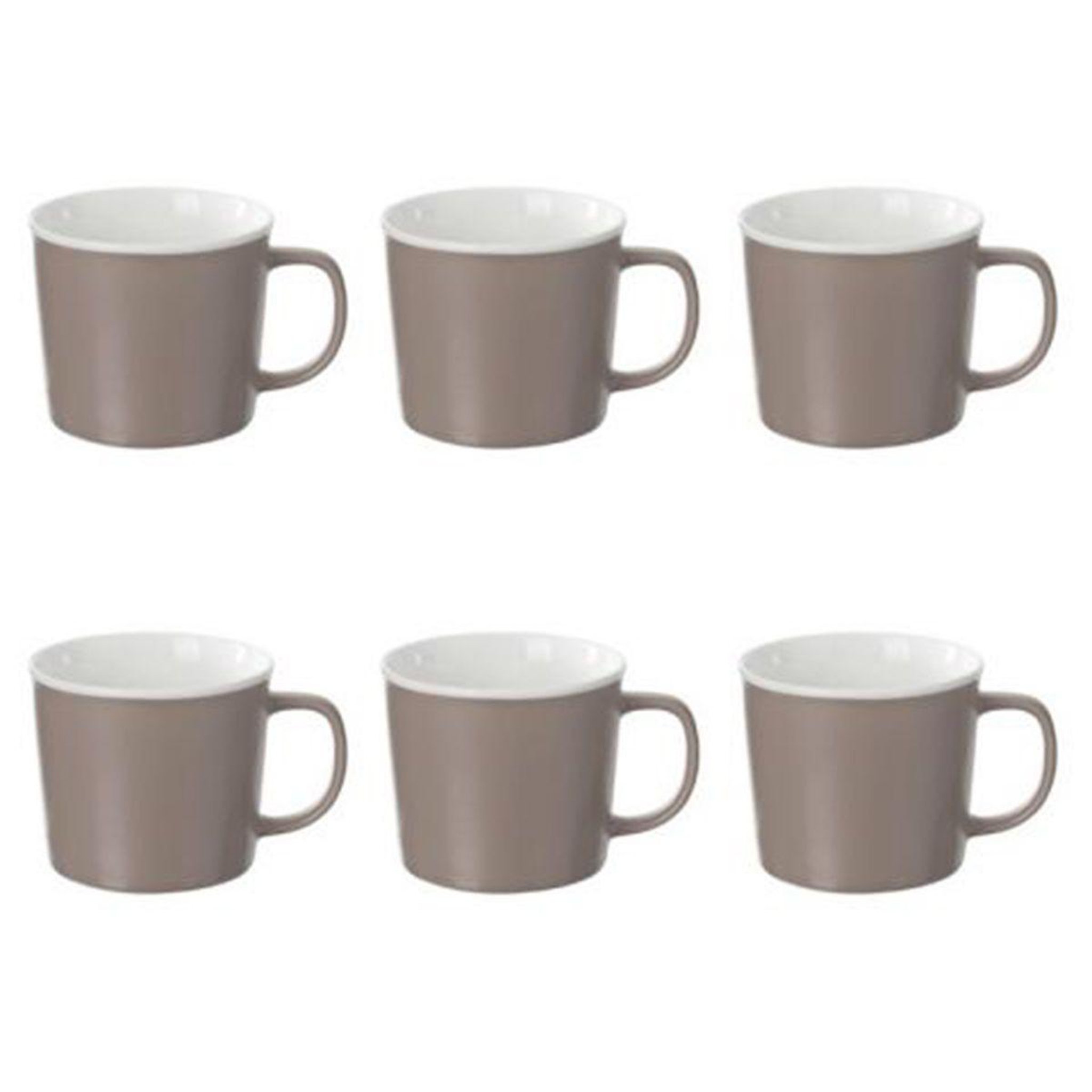 Voir la diapositive 1 : SECRET DE GOURMET Lot de 6 mugs en porcelaine  nature  38cl taupe