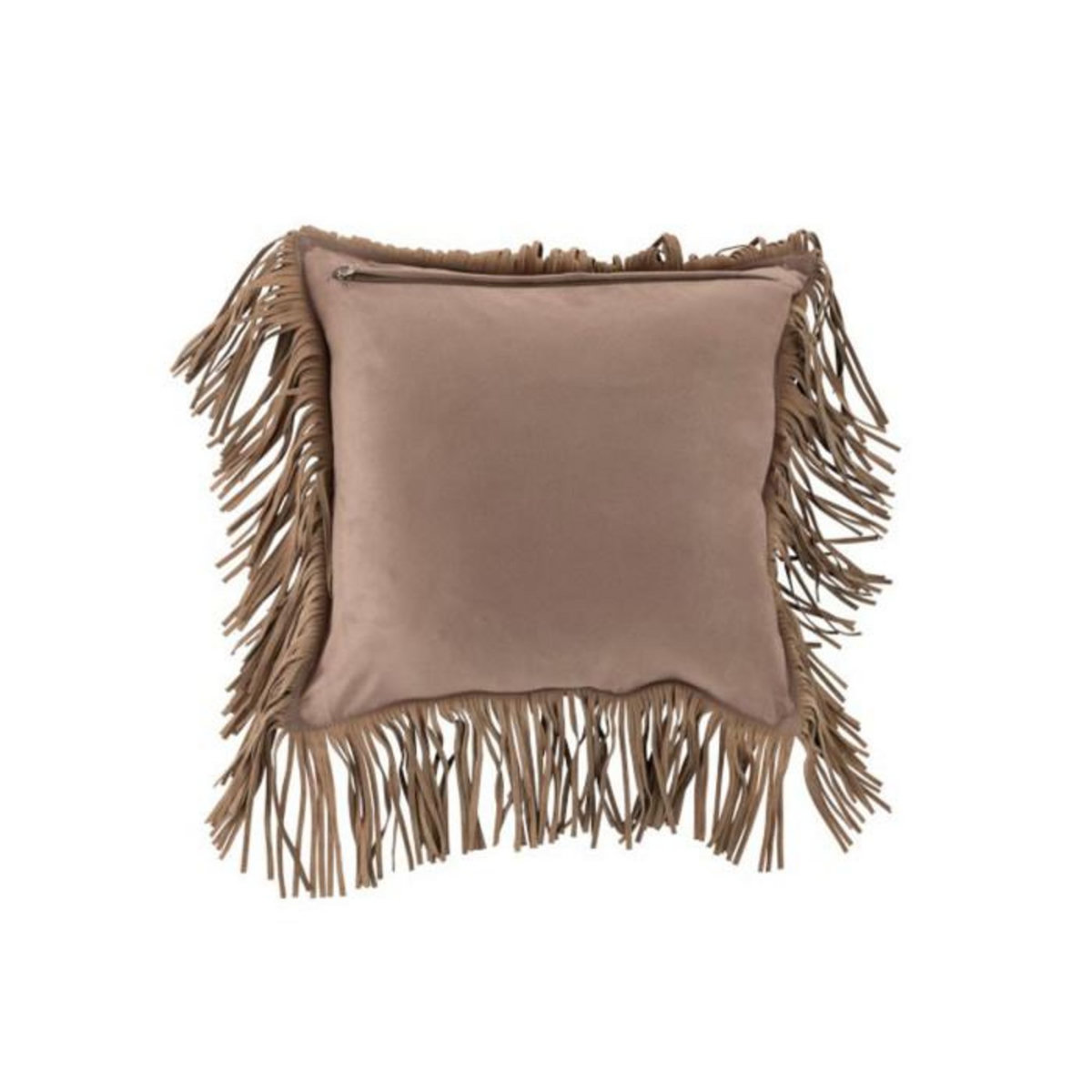Paris Prix Coussin à Franges  Cuir  45cm Beige