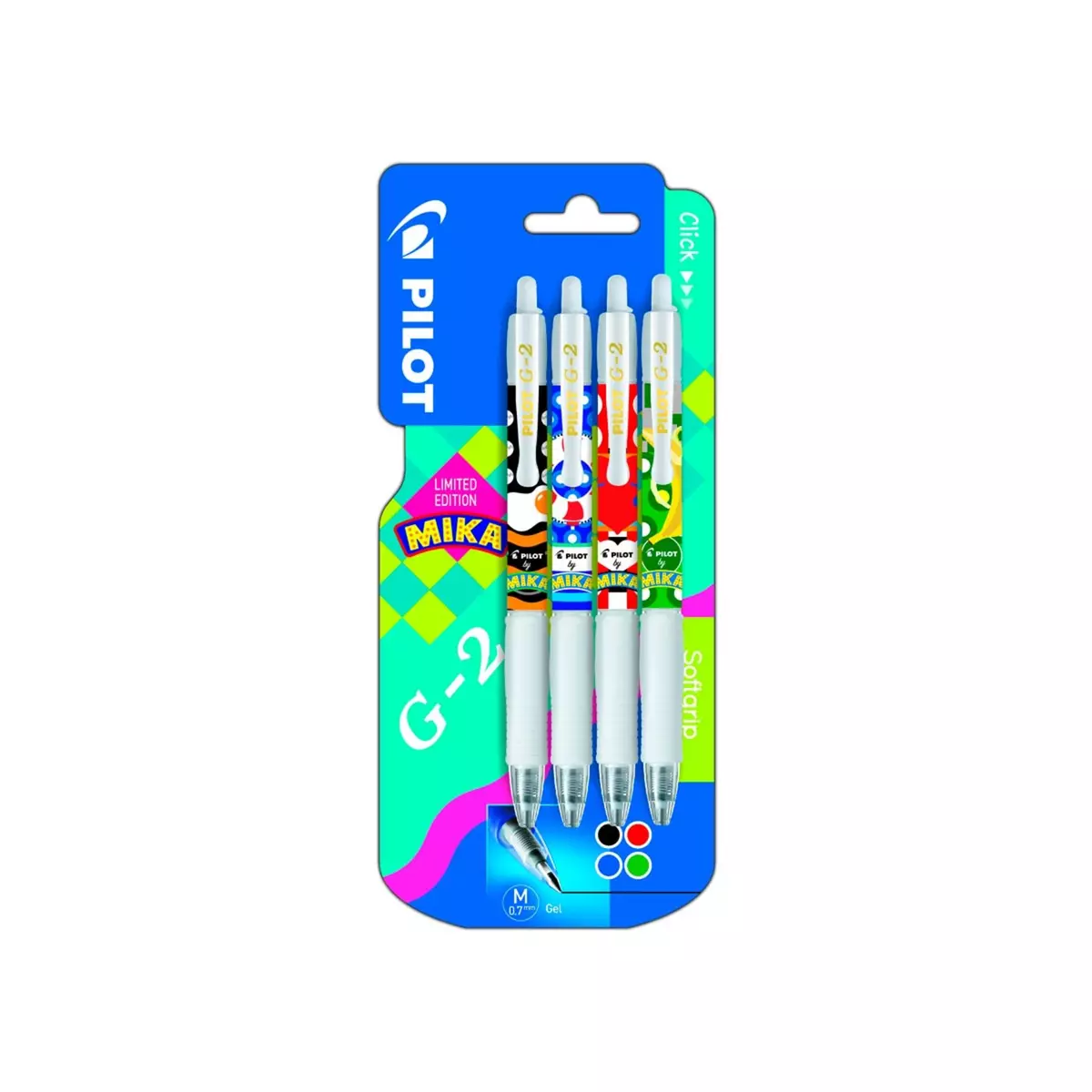 PILOT  Lot de 4 stylos bille rétractable collection Mika coloris assortis