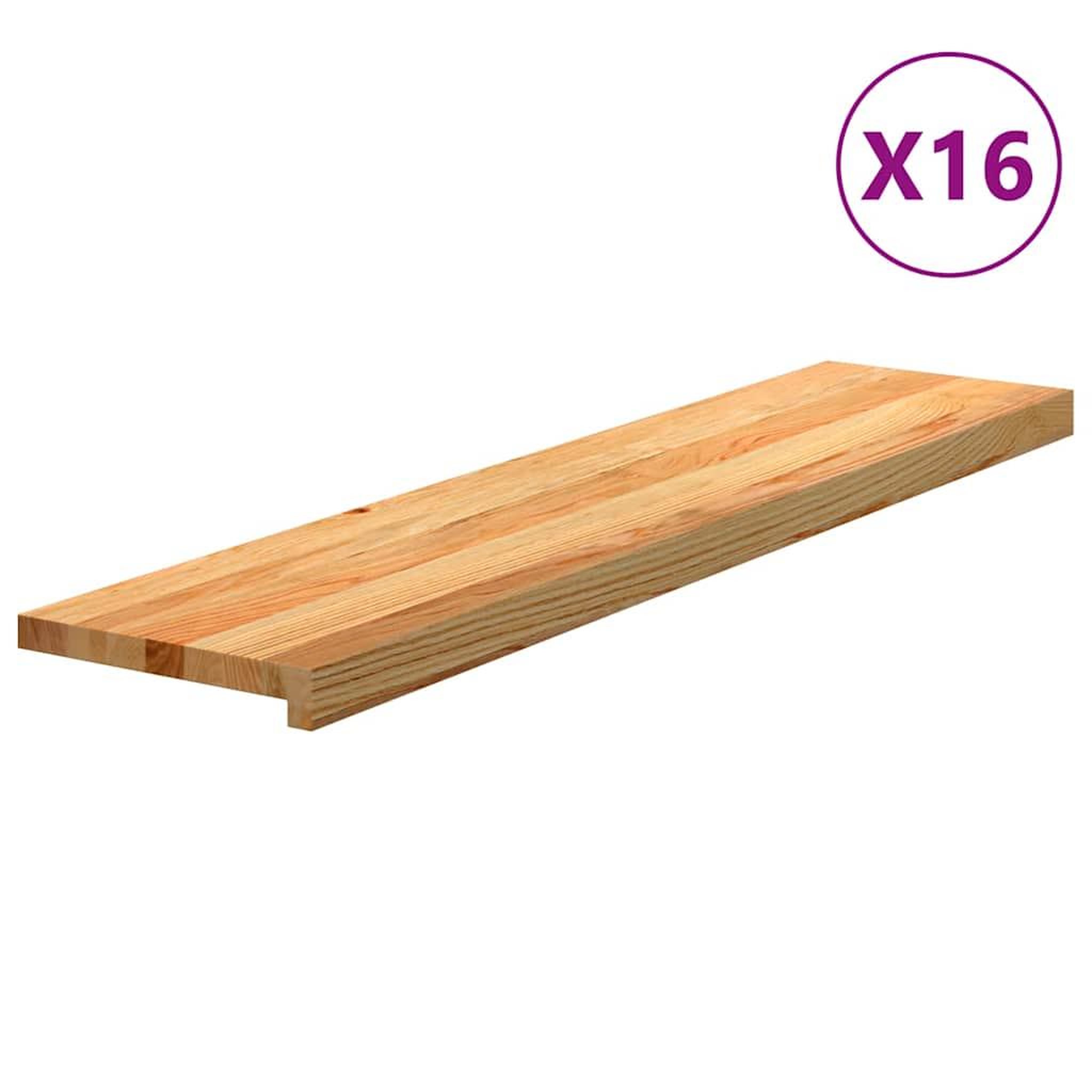 VIDAXL Marches d'escalier 16 pcs marron clair 110x25x2 cm chene massif