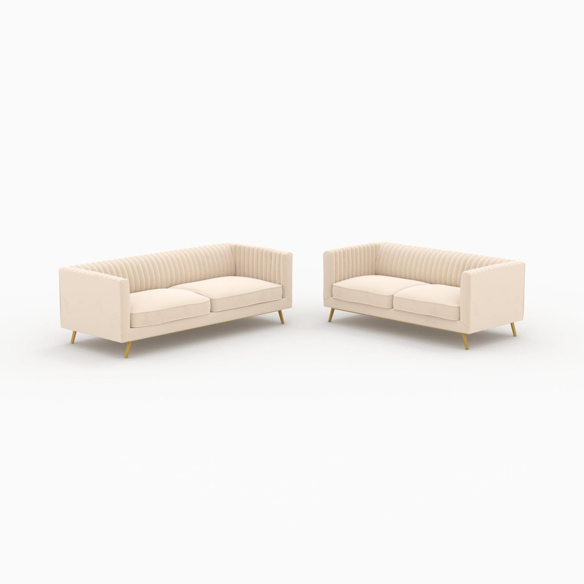 Rendez vous déco Ensemble canapés en velours beige 5 places-Gatsby