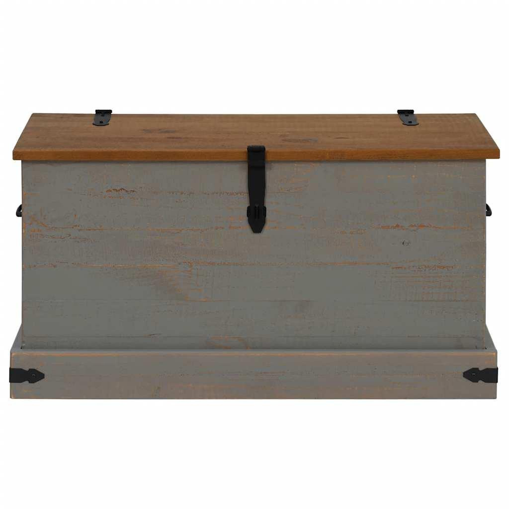 Voir la diapositive 3 : VIDAXL Coffre de rangement HALDEN gris 91x48x47 cm bois massif pin