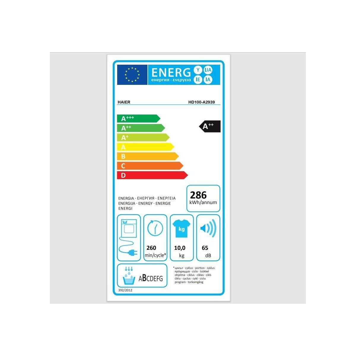 HAIER Sèche linge pompe à chaleur HD100-A2939-FR