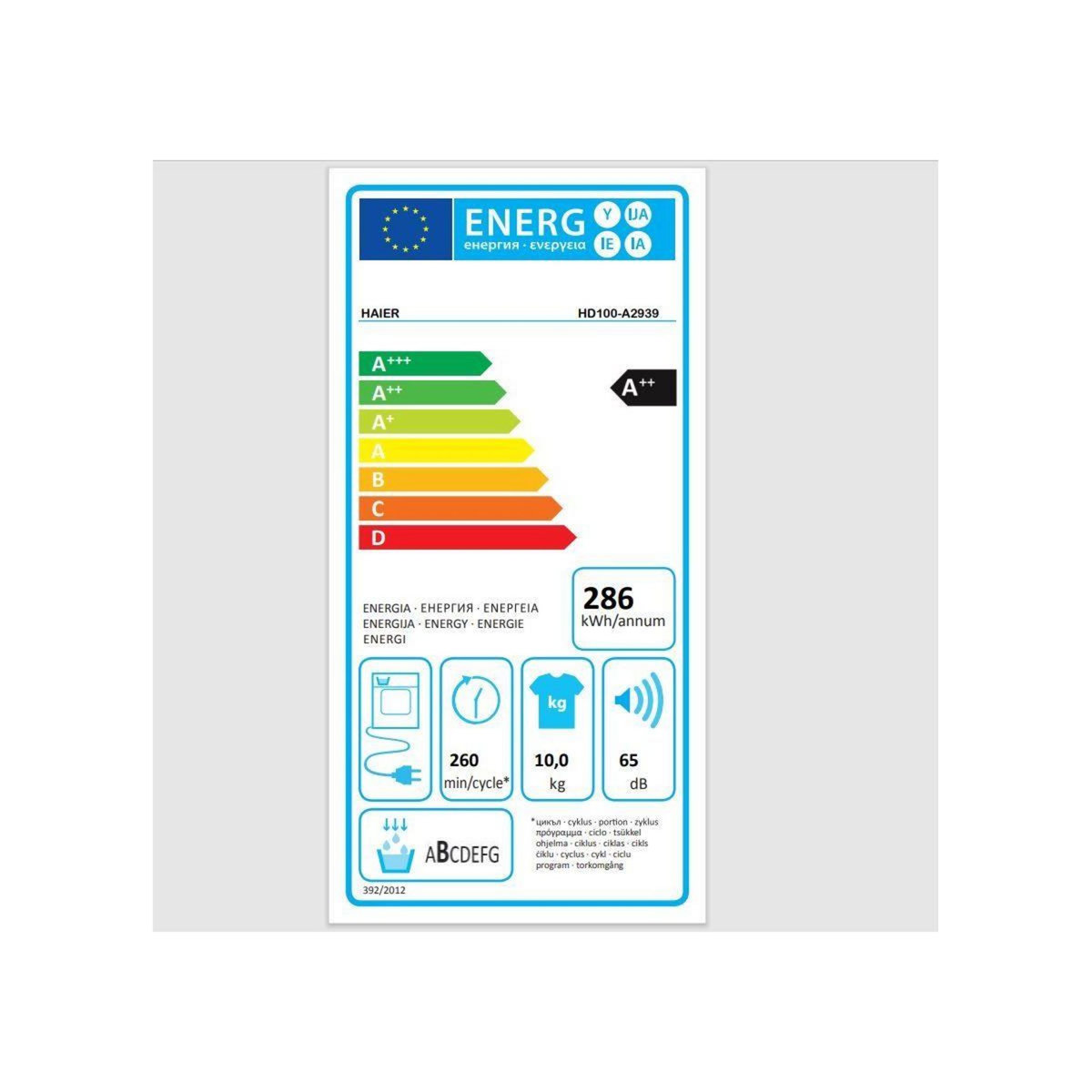 HAIER Sèche linge pompe à chaleur HD100-A2939-FR