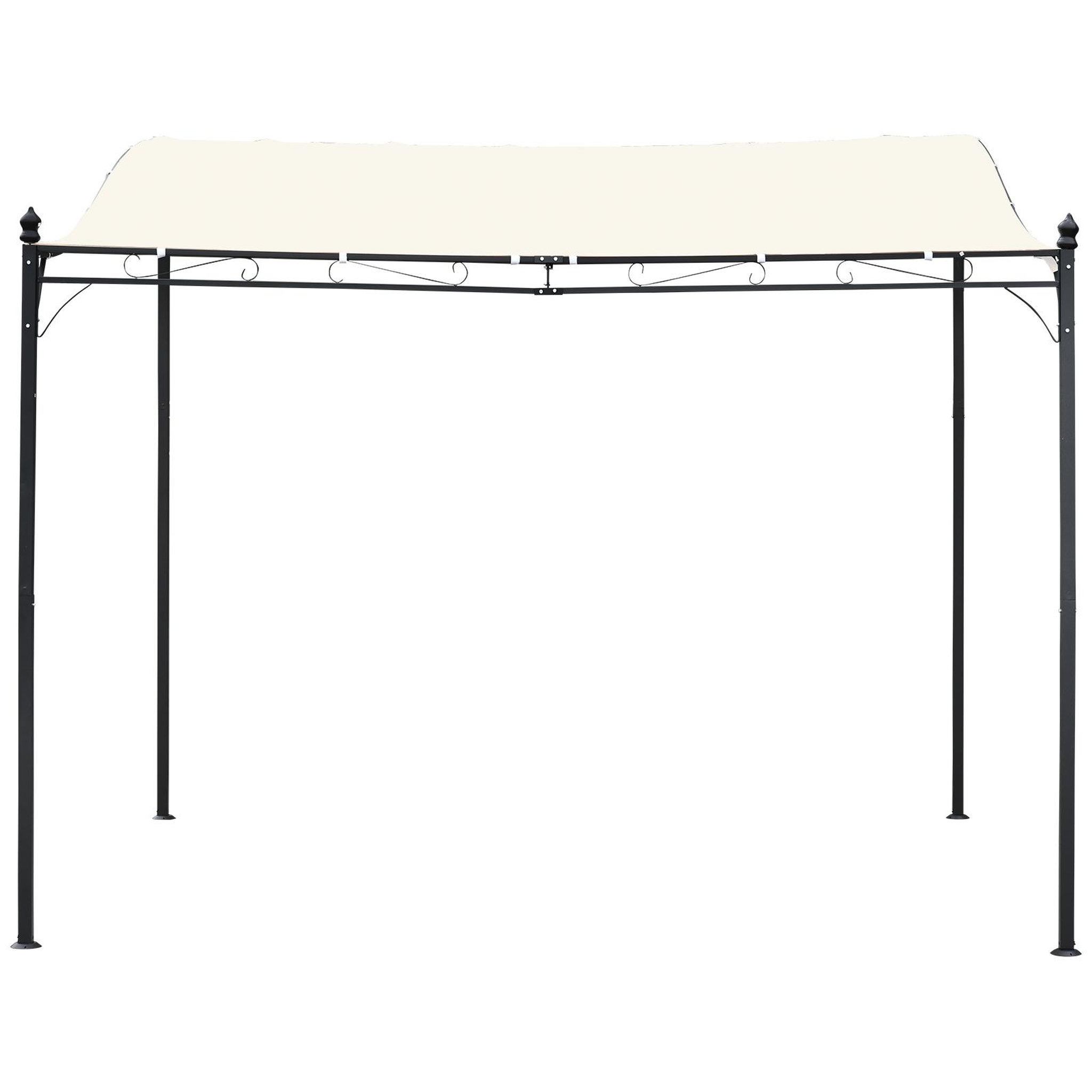 Voir la diapositive 6 : OUTSUNNY Pergola tonnelle de jardin auvent 2,97 x 2,97 m adossable métal noir polyester anti-UV beige