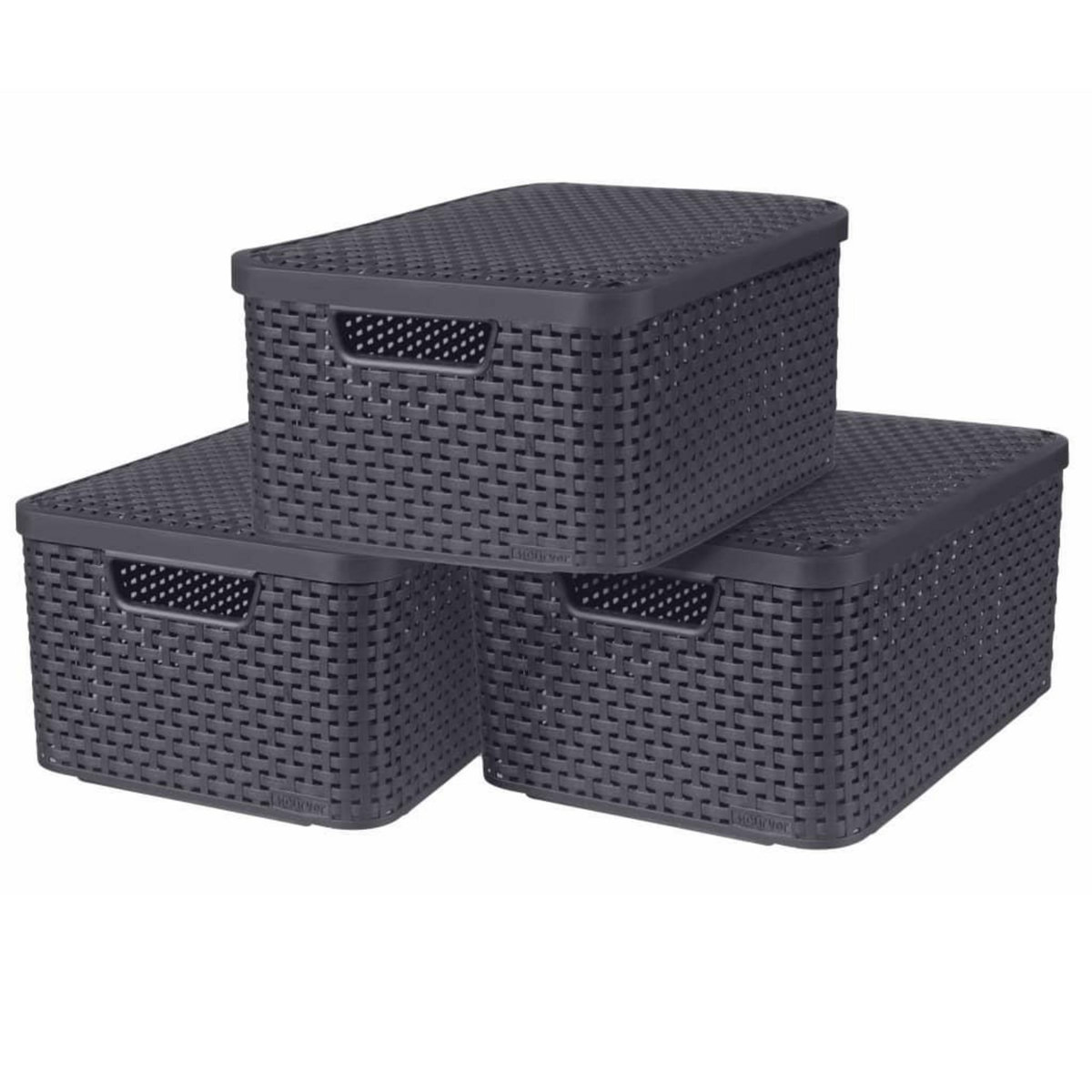 CURVER Curver Boîtes de rangement Style avec couvercle 3 pcs M Anthracite