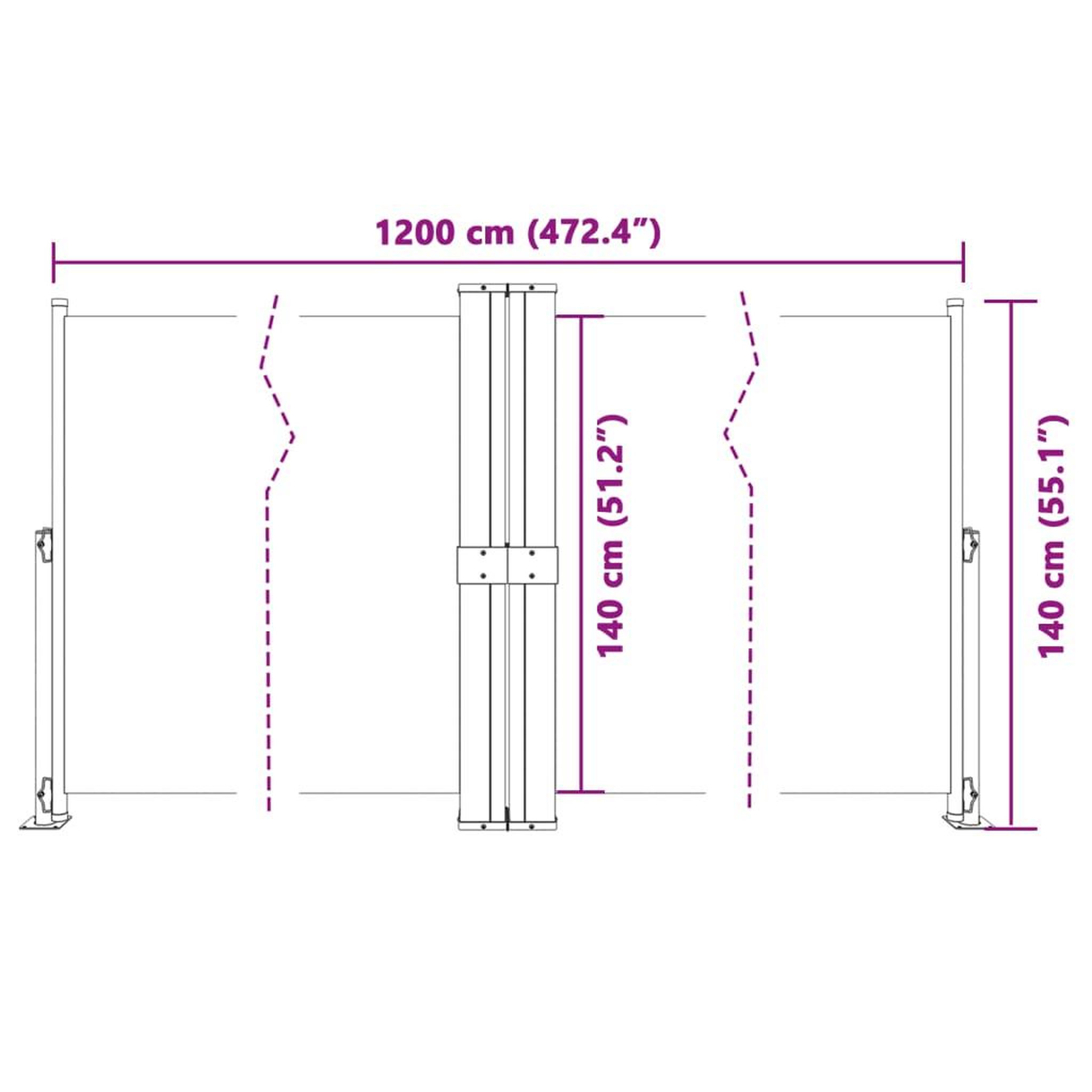 Voir la diapositive 6 : VIDAXL Auvent lateral retractable Creme 140x1200 cm