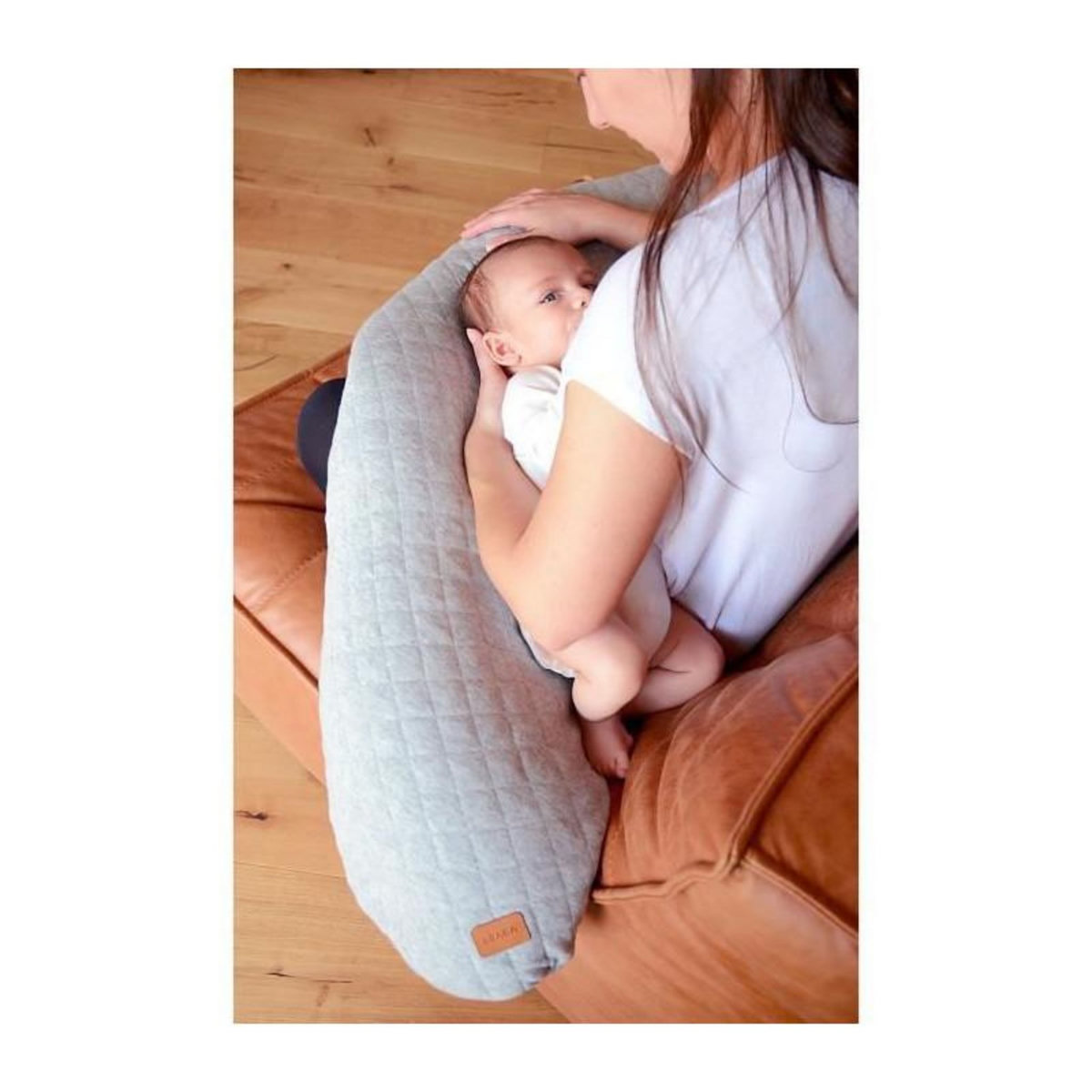 BEABA BEABA Big FlopsyTM Coussin dallaitement et de maternite, Fleur de coton, Gris Chine
