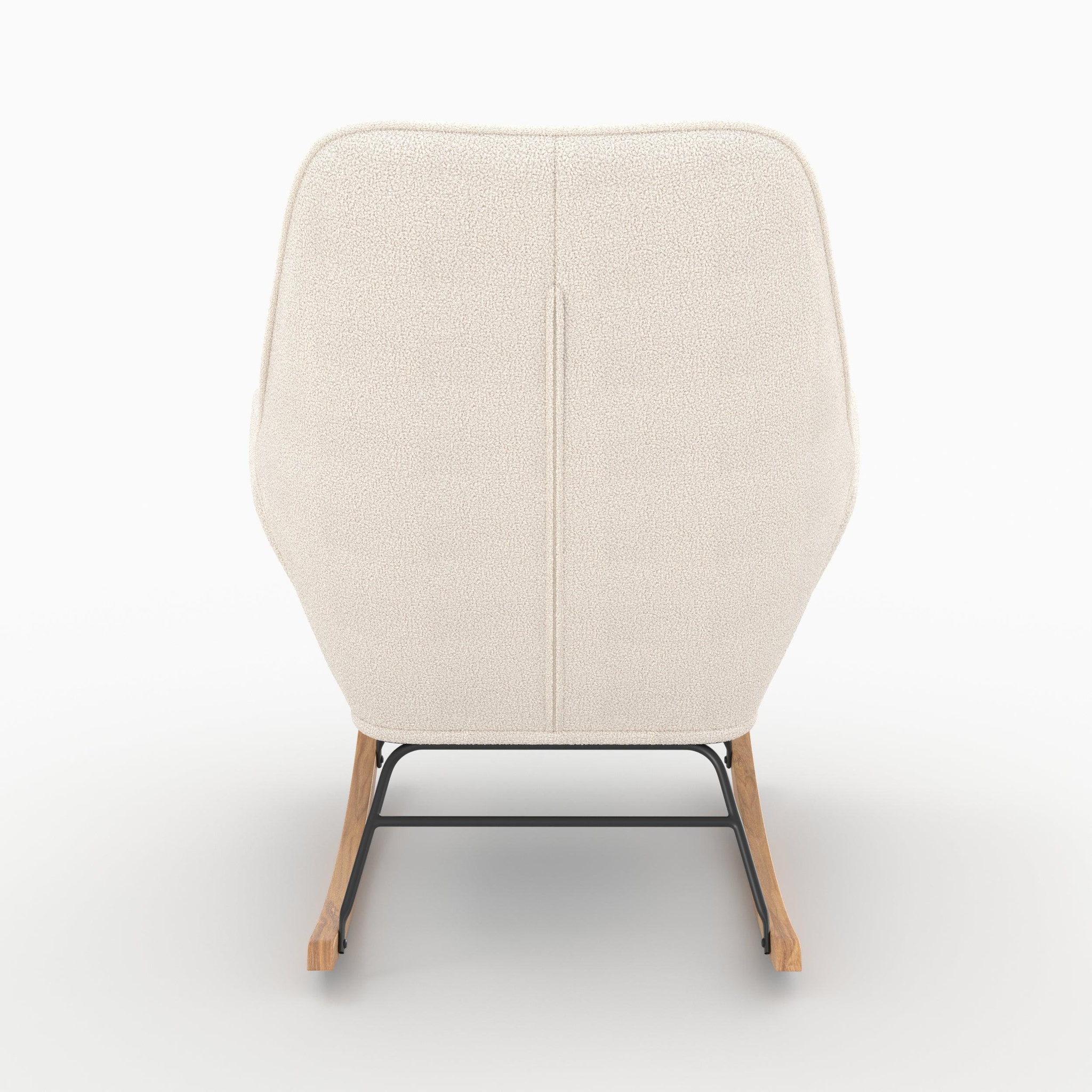 Voir la diapositive 5 : MAISON PAVANE Rocking-chair en tissu bouclé blanc-Shaun