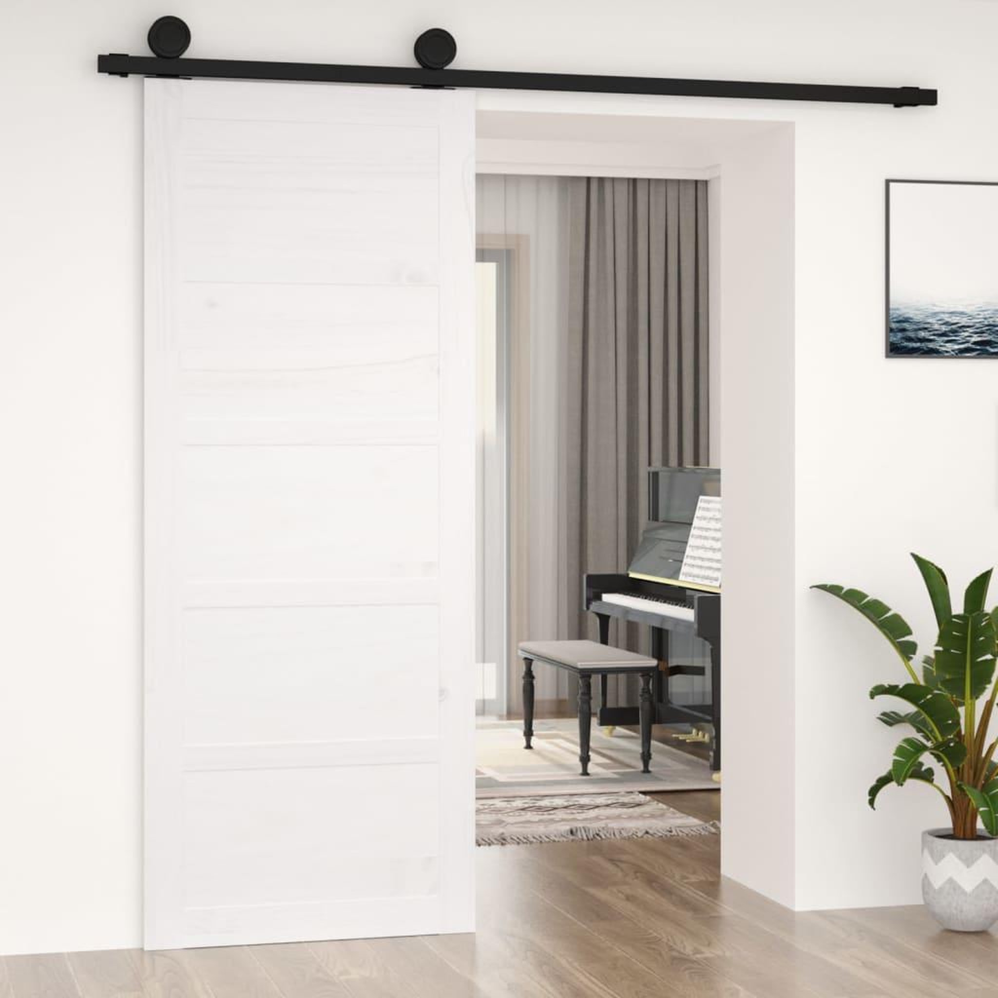 Voir la diapositive 3 : VIDAXL Porte de grange Blanc 80x1,8x204,5 cm Bois massif de pin