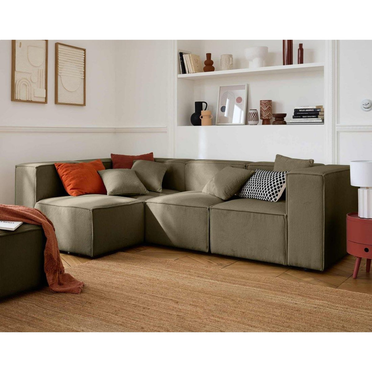 LISA DESIGN Arty - canapé modulable d'angle gauche 4 places - en velours côtelé