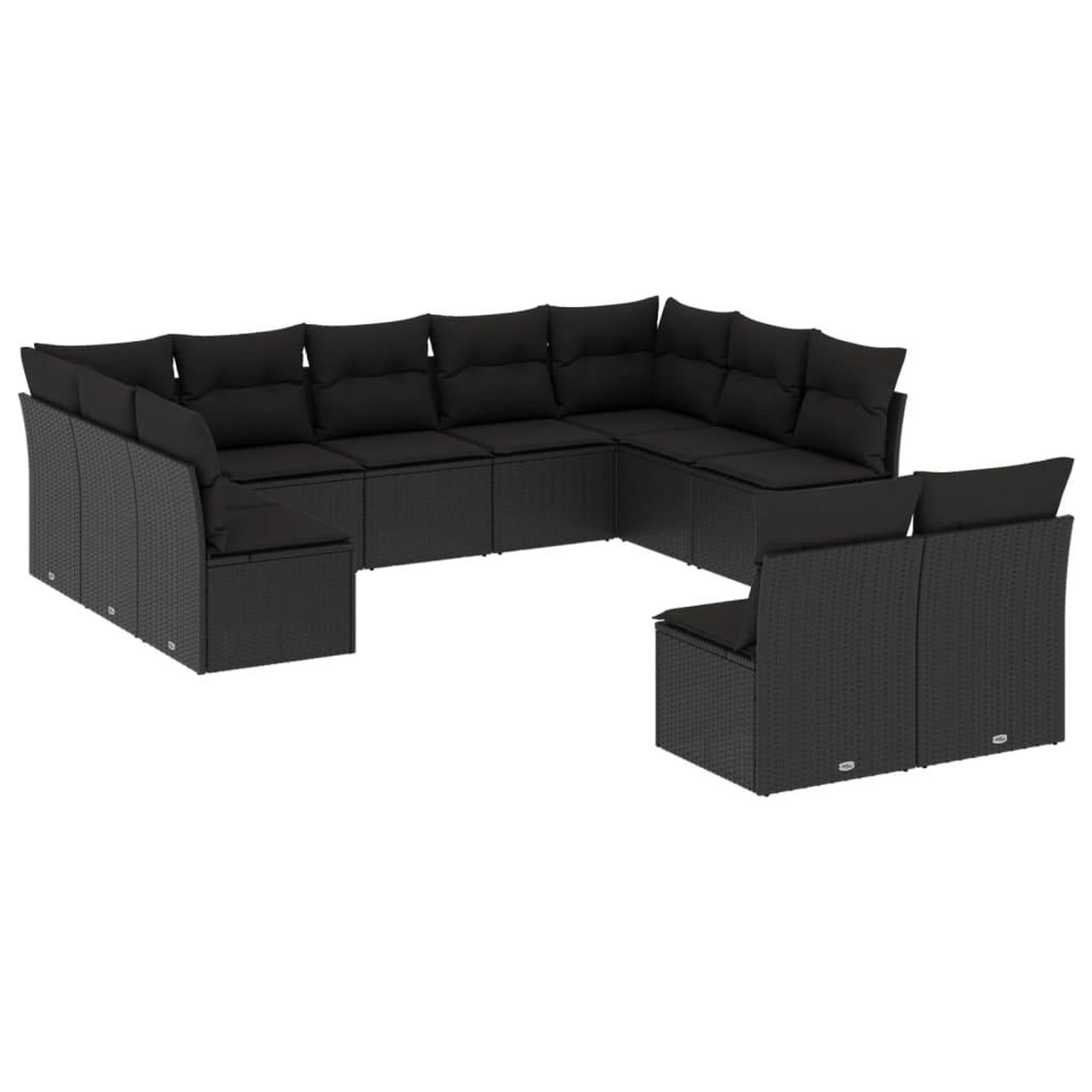 Voir la diapositive 2 : VIDAXL Salon de jardin 11 pcs avec coussins noir resine tressee