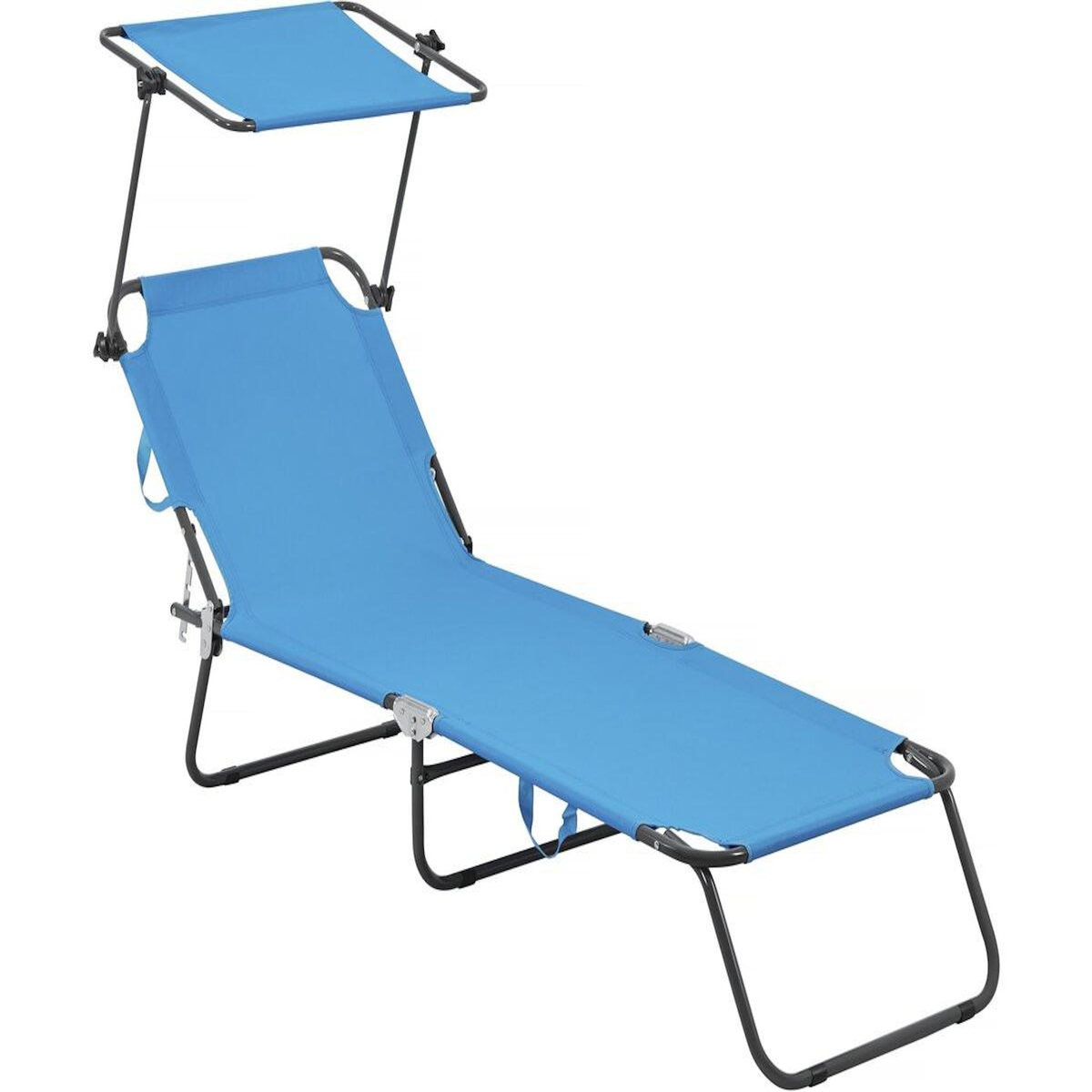 Habitat et Jardin Bain de soleil pliable  Lazy  - Avec pare soleil - Bleu