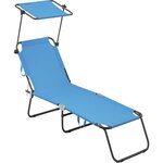 Habitat et Jardin Bain de soleil pliable  Lazy  - Avec pare soleil - Bleu