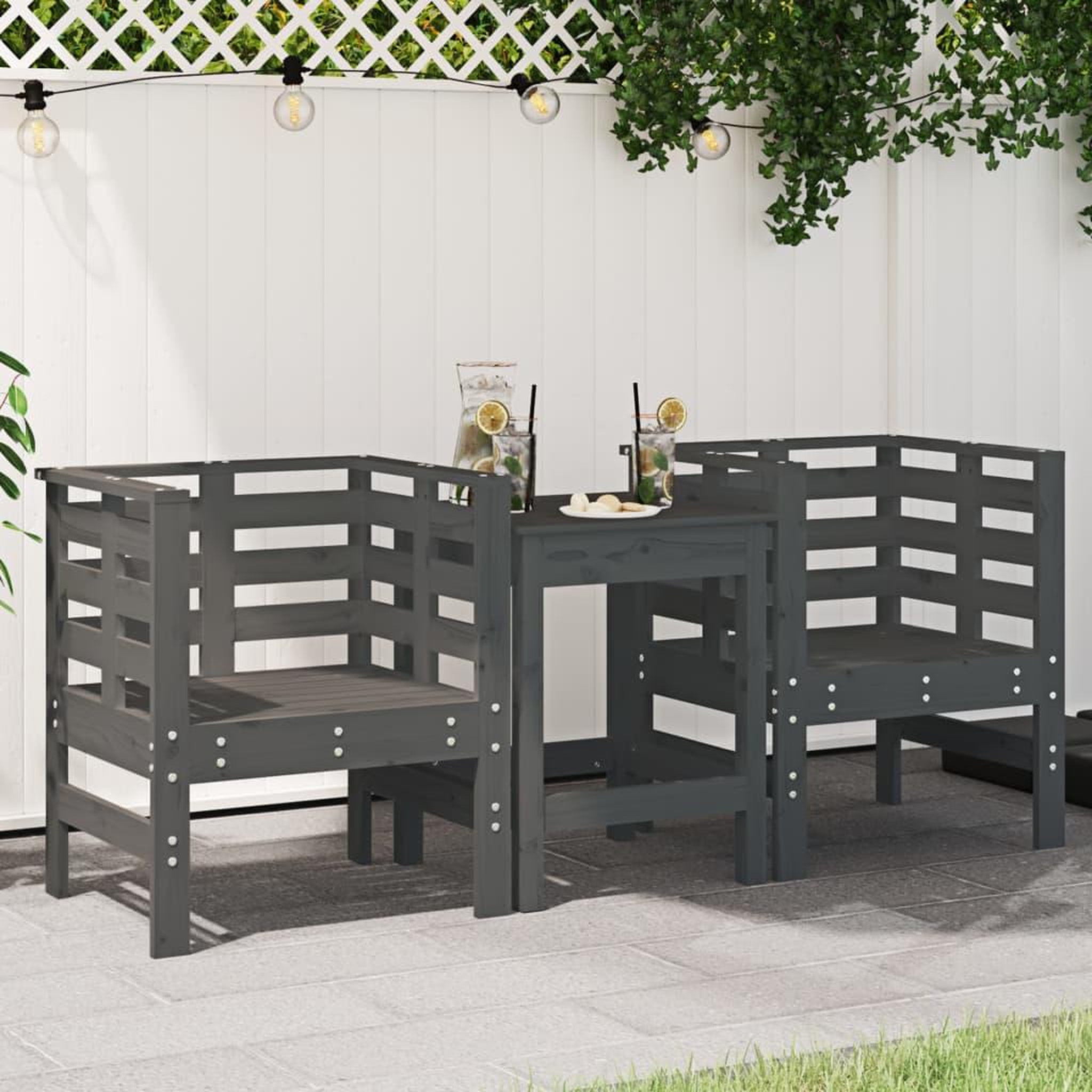 VIDAXL Chaises de jardin lot de 2 gris 61,5x53x71cm bois de pin massif