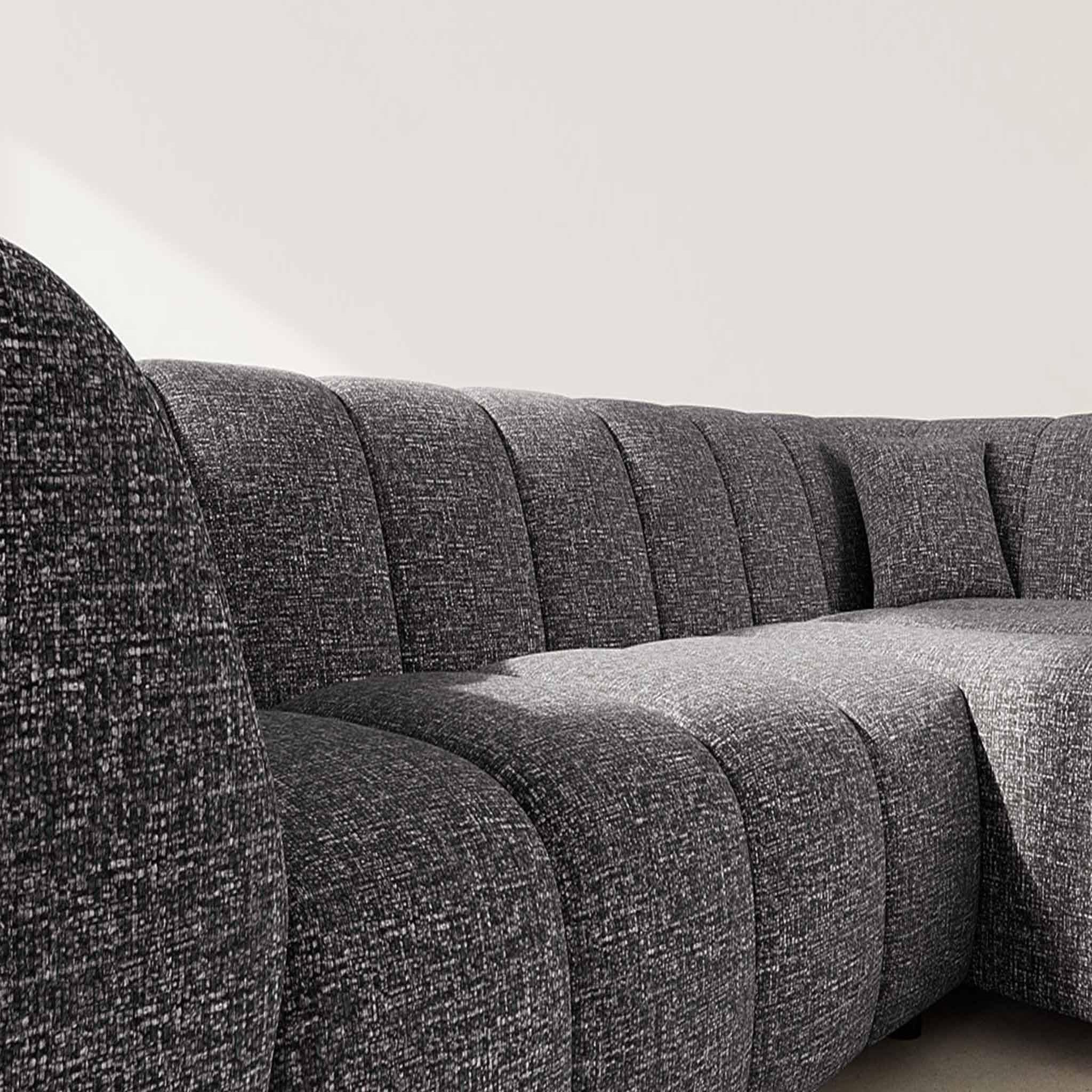 Voir la diapositive 4 : LISA DESIGN Curtis - canapé d'angle droit 4 places avec accoudoir en tissu texturé
