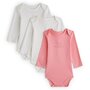 Voir la diapositive 1 : IN EXTENSO Lot de 3 bodies manches longues coton bio bébé fille