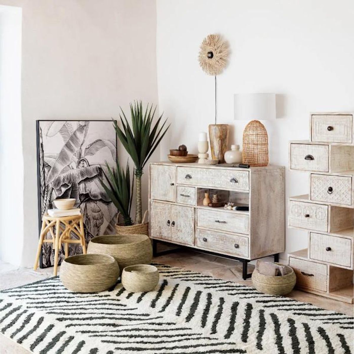 ATMOSPHERA Buffet 3 portes et 4 tiroirs Koval - Beige