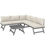 Voir la diapositive 1 : OUTSUNNY Ensemble salon de jardin modulable 5 personnes 4 pièces design alu gris coussins beige