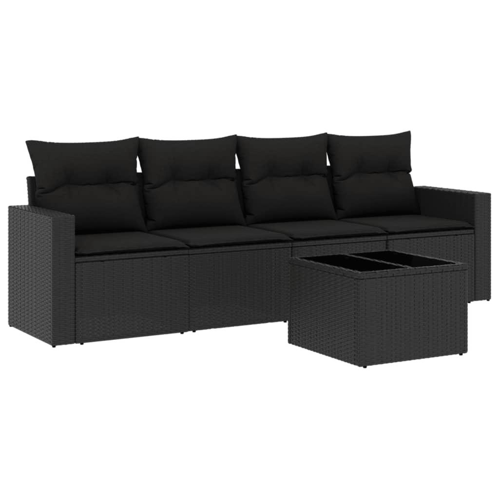Voir la diapositive 2 : VIDAXL Salon de jardin 5 pcs avec coussins noir resine tressee