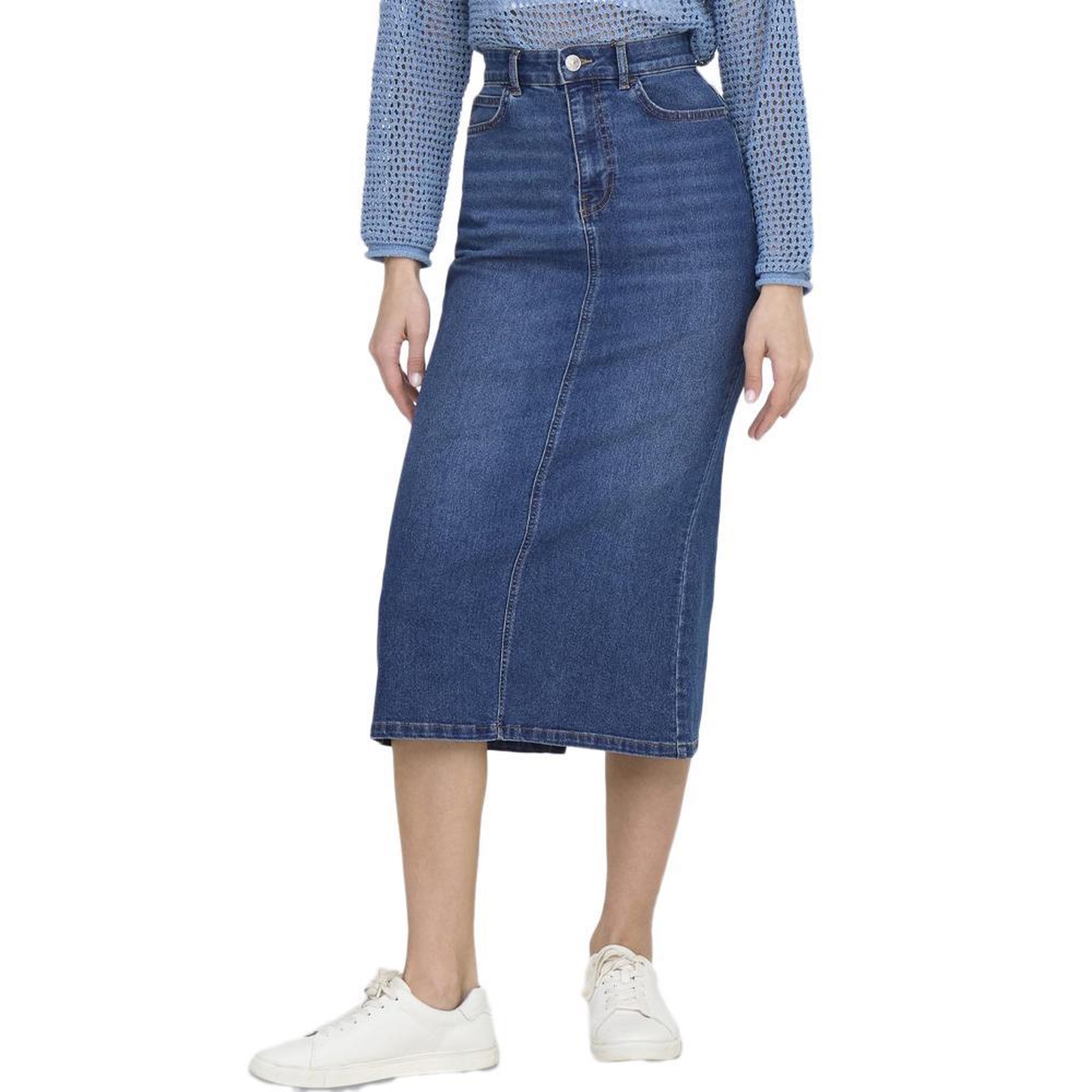 Only Jupe Mi longue  Femme Only Marcella. Coloris disponibles : Bleu