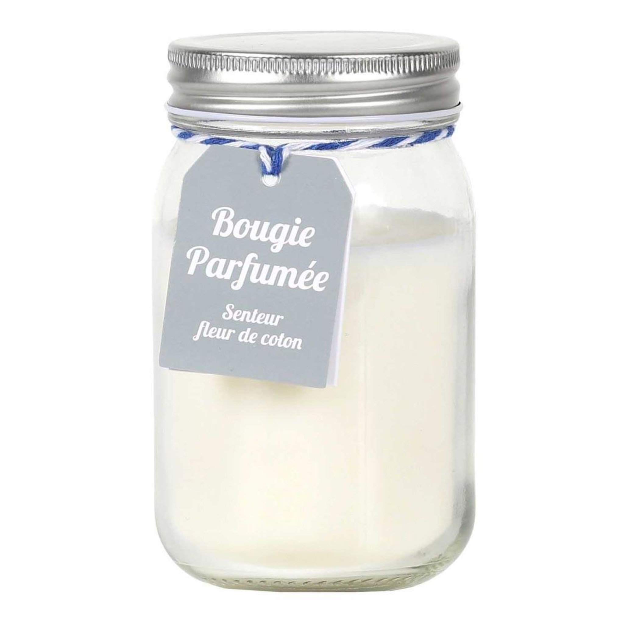 The Home Deco Factory Bougie parfumée déco  mason  13cm fleur de coton