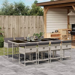 VIDAXL Ensemble a manger de jardin et coussins 9 pcs gris clair rotin