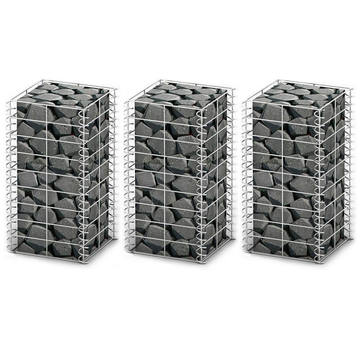 VIDAXL Jeu de panier de gabion 3 pcs Fil galvanise 25x25x50 cm