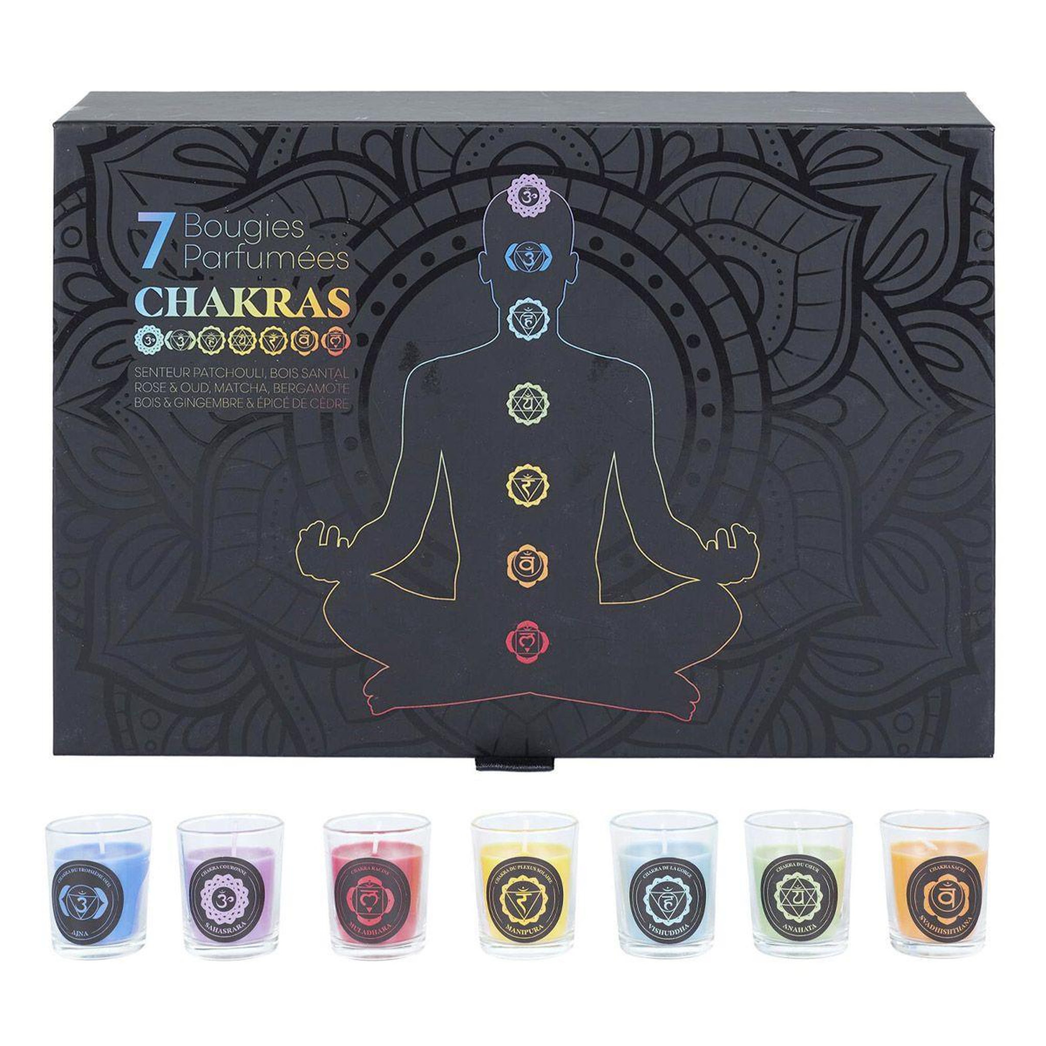 The Home Deco Factory Coffret 7 bougies parfumées  chakra  24cm multicolore