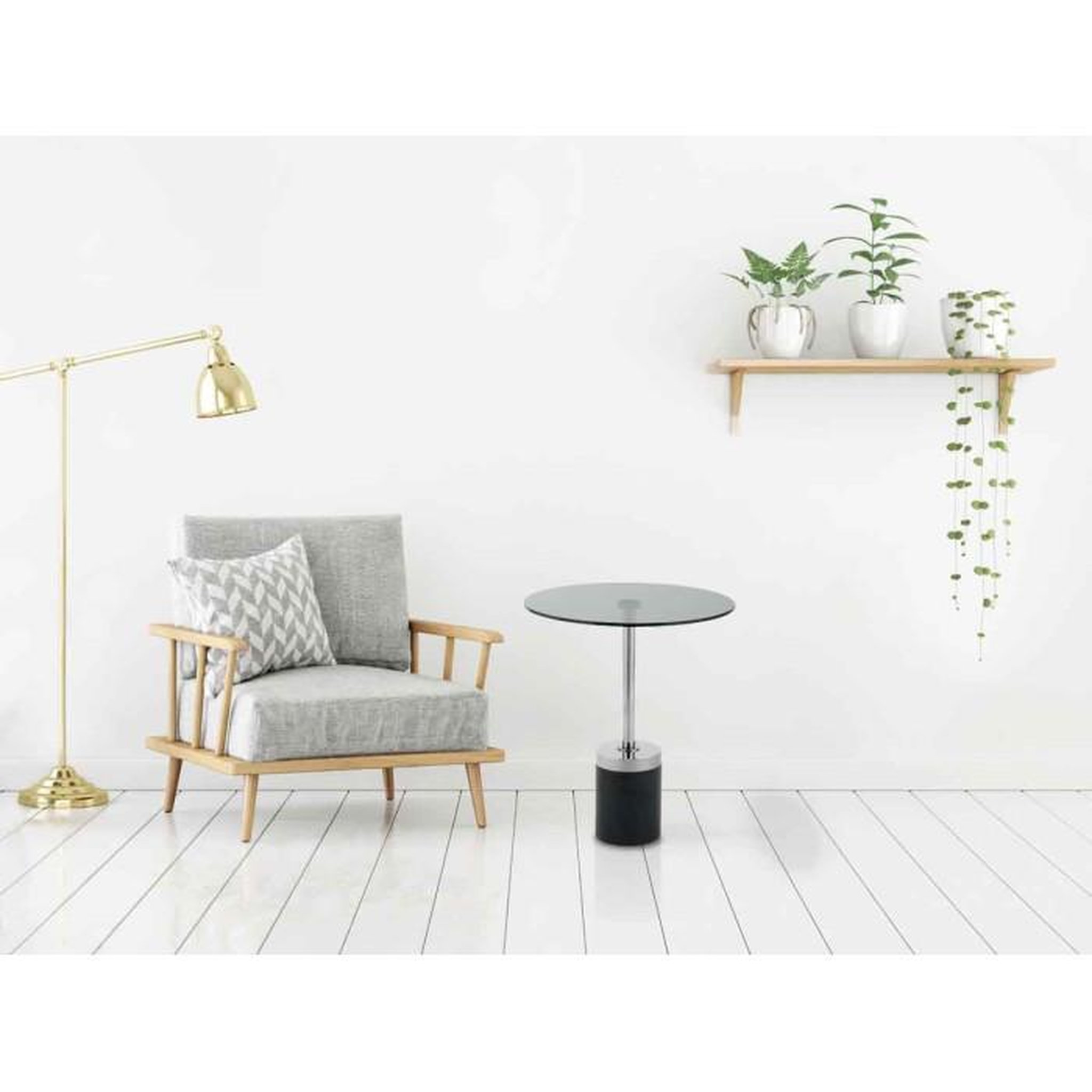 Voir la diapositive 6 : Paris Prix Table d'Appoint en Marbre  Lana  53cm Gris & Noir