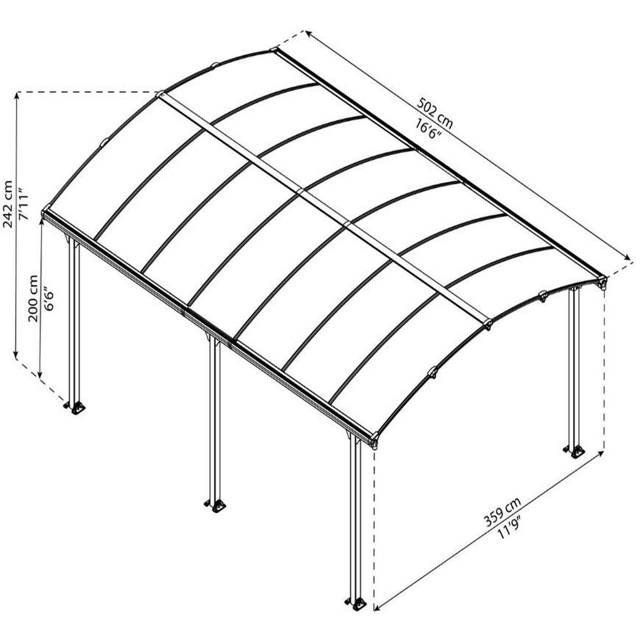 Voir la diapositive 2 : Palram Gazebo de jardin 502x359cm gris anthracite - 705533