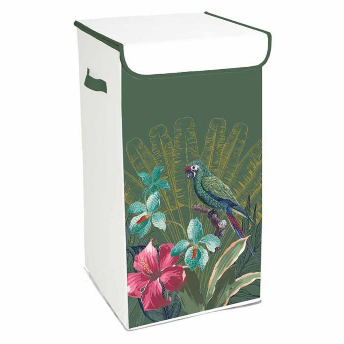 Paris Prix Coffre à Linge Imprimé  Equatorial  60cm Vert