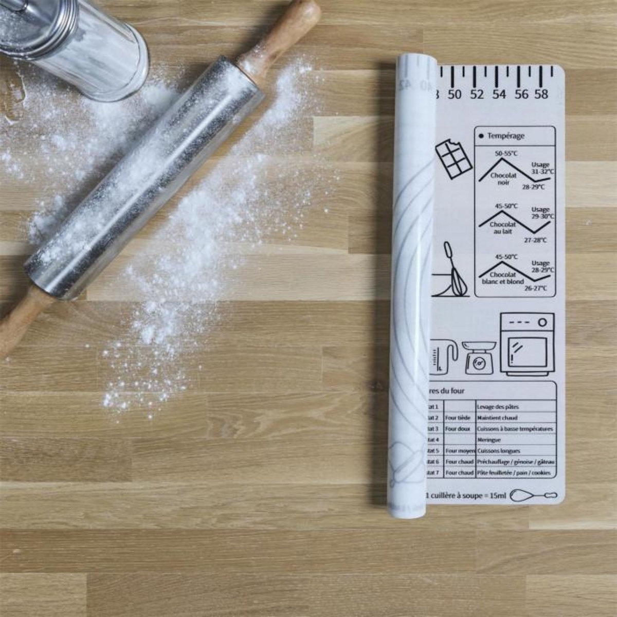 Paris Prix Tapis de Pâtisserie Gradué  Anti Adhésif  40x60cm Gris