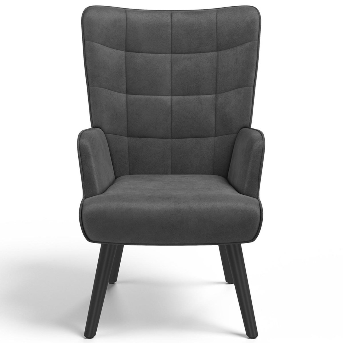 ID MARKET Fauteuil scandinave ANIA en velours gris