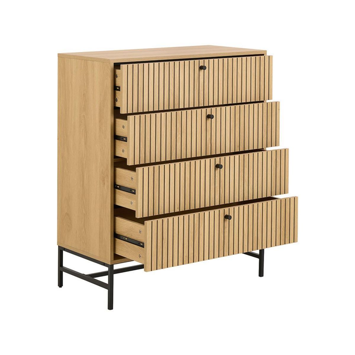 LISA DESIGN Marc - commode 4 tiroirs - effet bois - pieds en métal