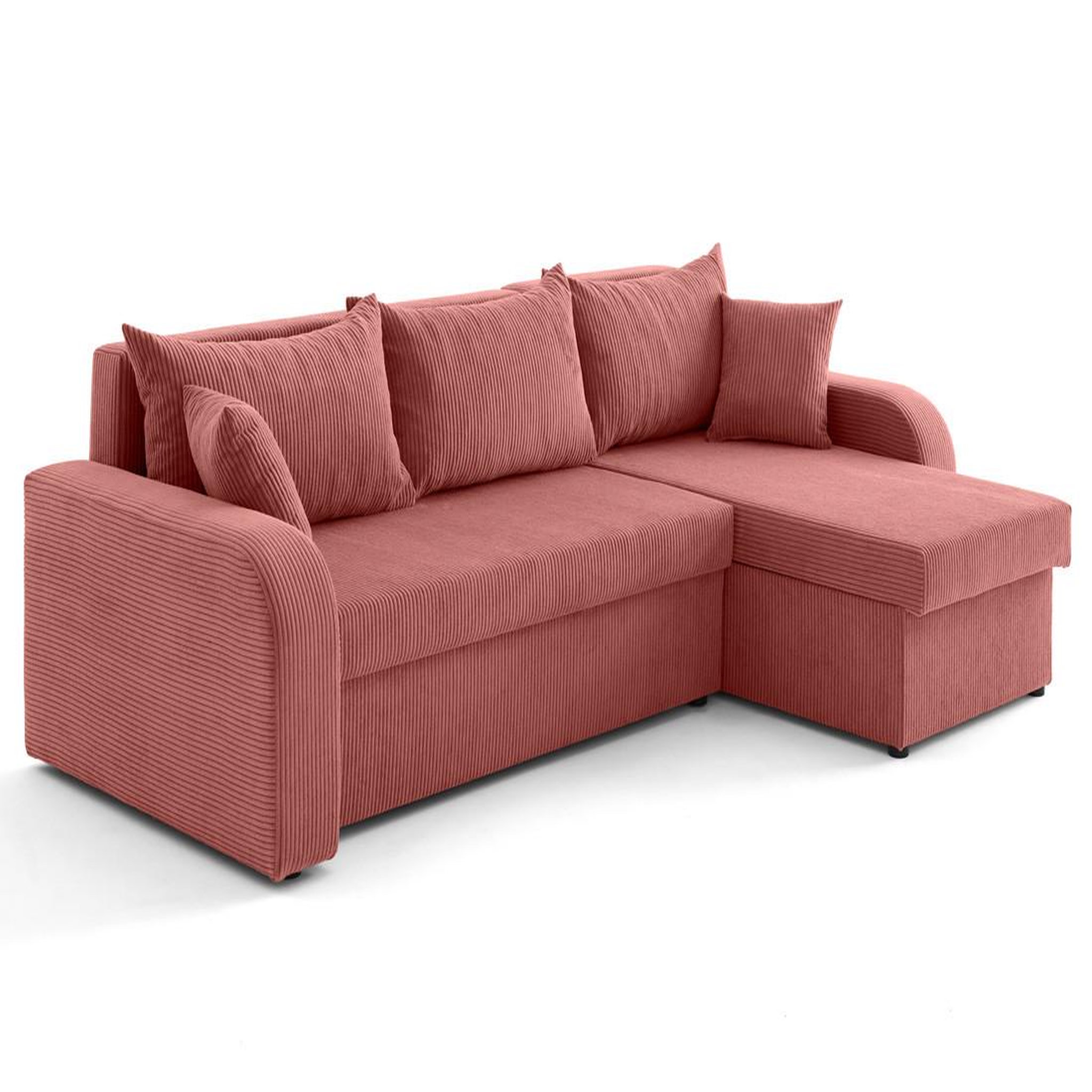 Voir la diapositive 4 : BEST MOBILIER Valos - canapé d'angle réversible - 4 places - convertible avec coffres - en velours côtelé