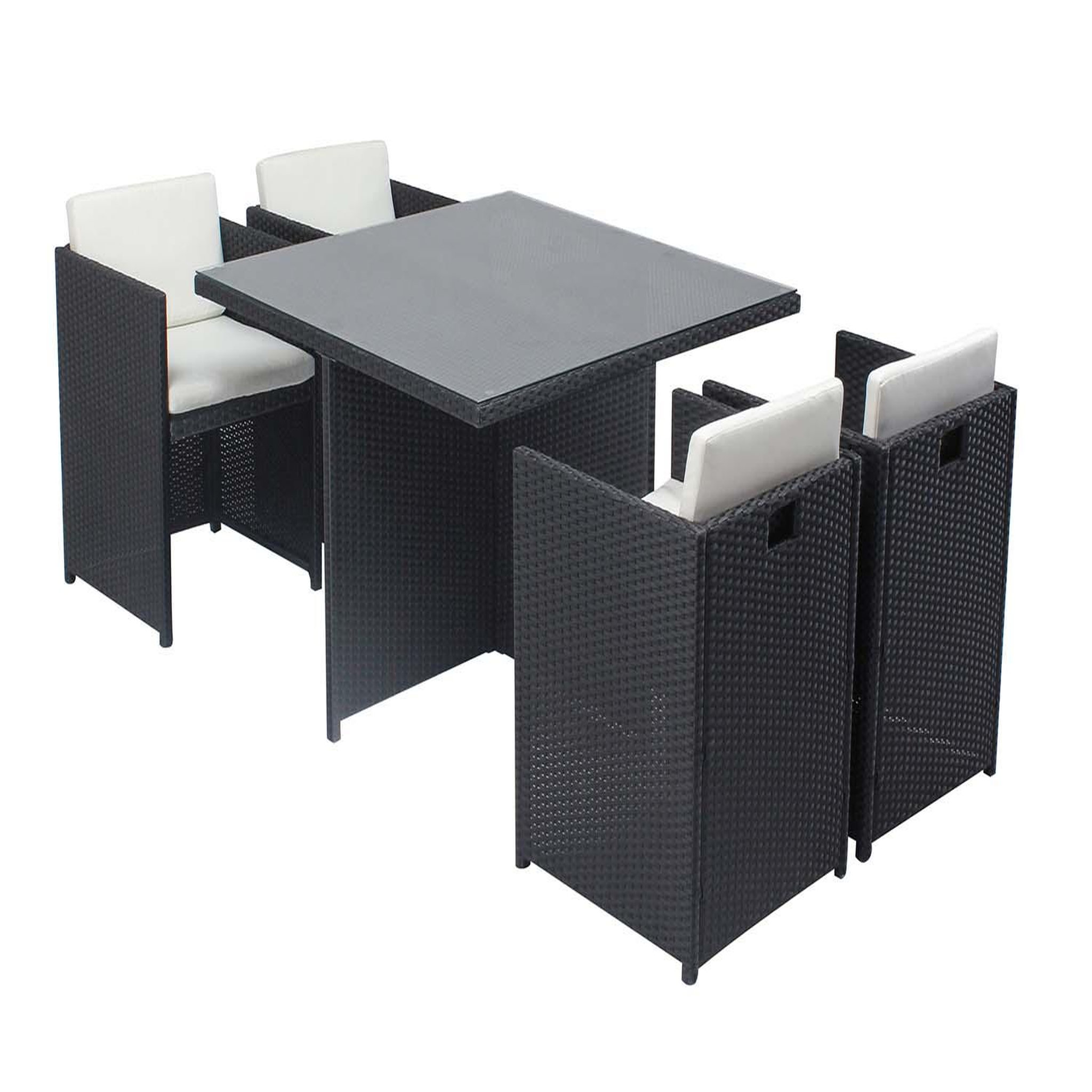 CONCEPT USINE Table et chaises 4 places encastrables en résine noir-blanc miami