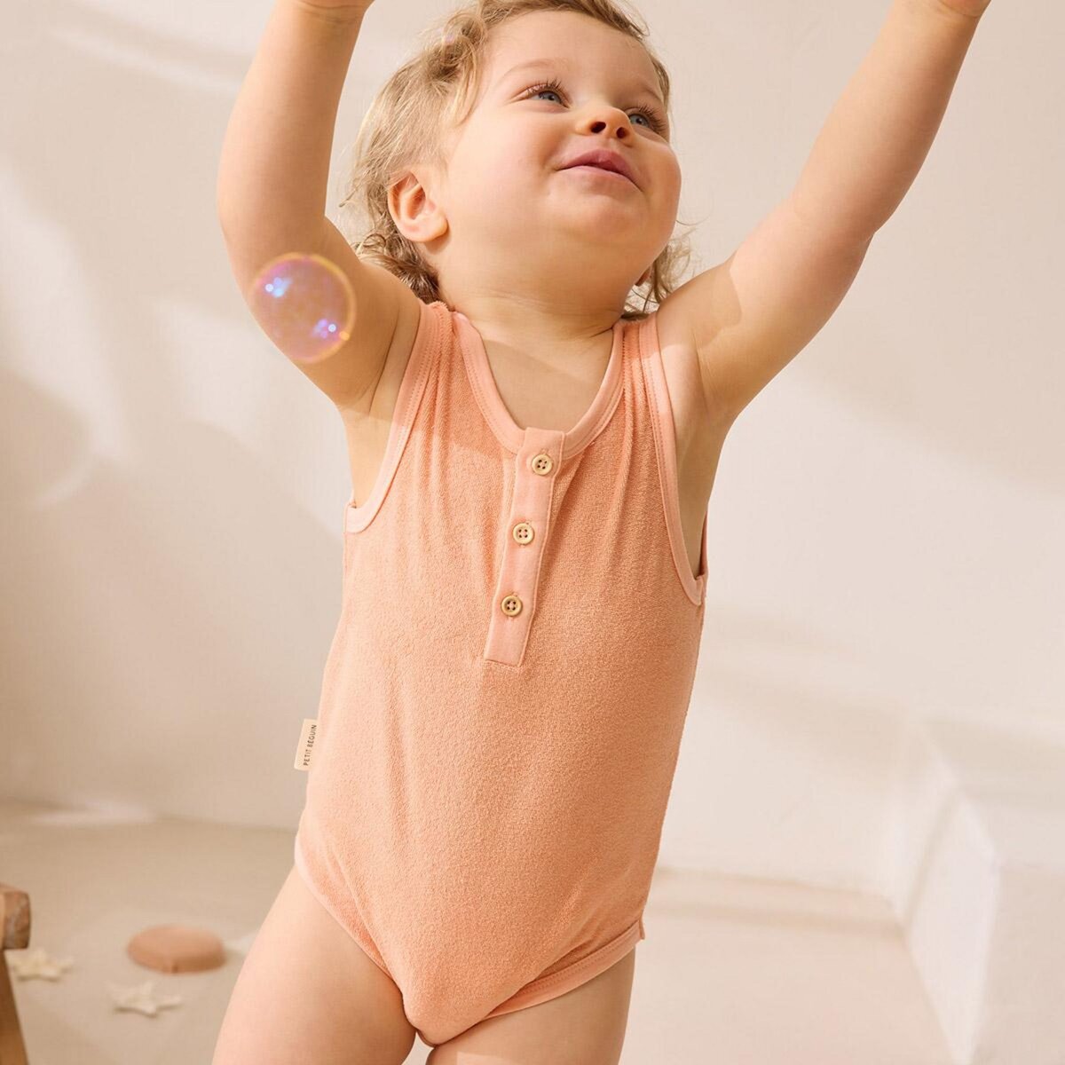 Petit Béguin Lot de 2 bodies bébé à bretelles en éponge Bahamas