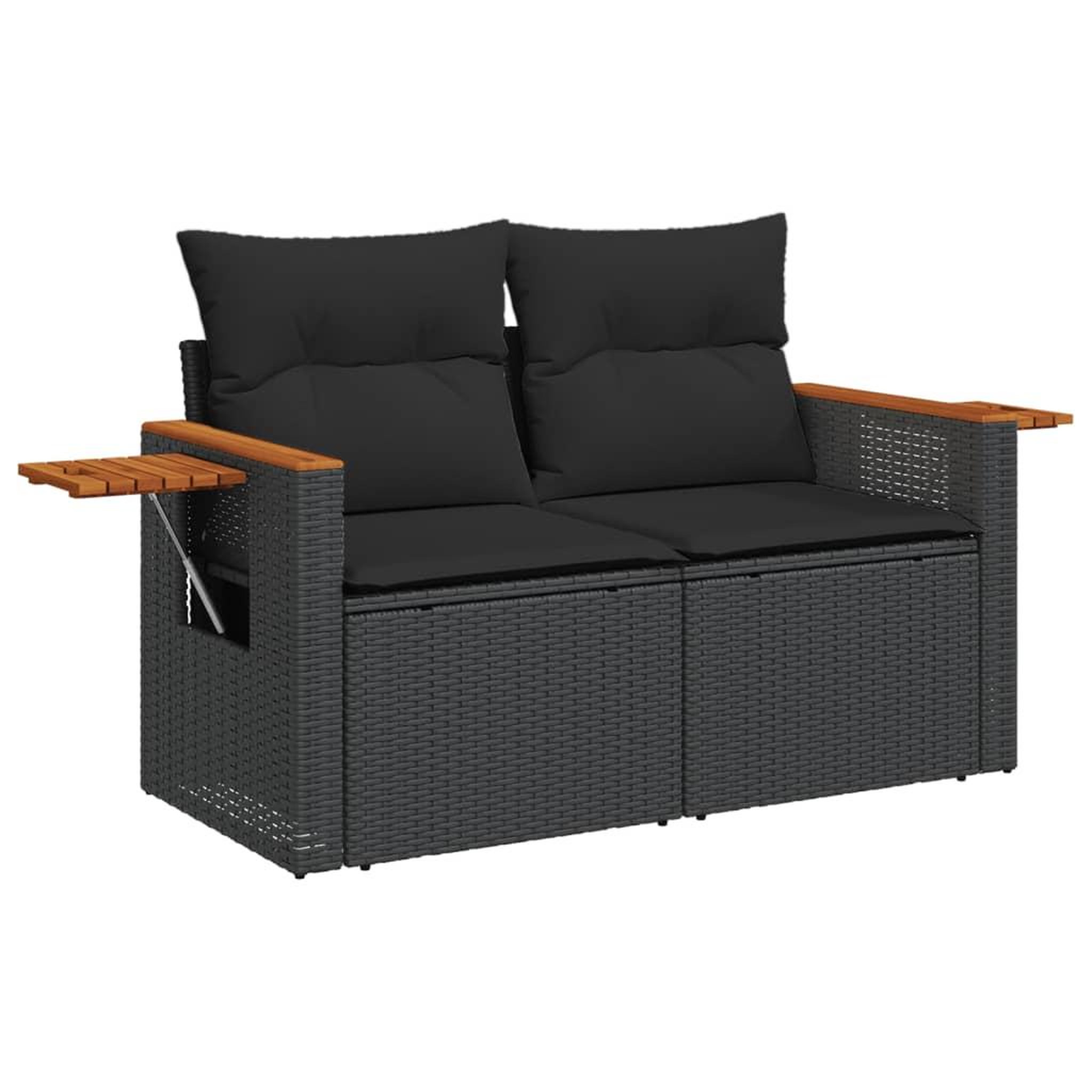 Voir la diapositive 4 : VIDAXL Salon de jardin 6 pcs avec coussins noir resine tressee