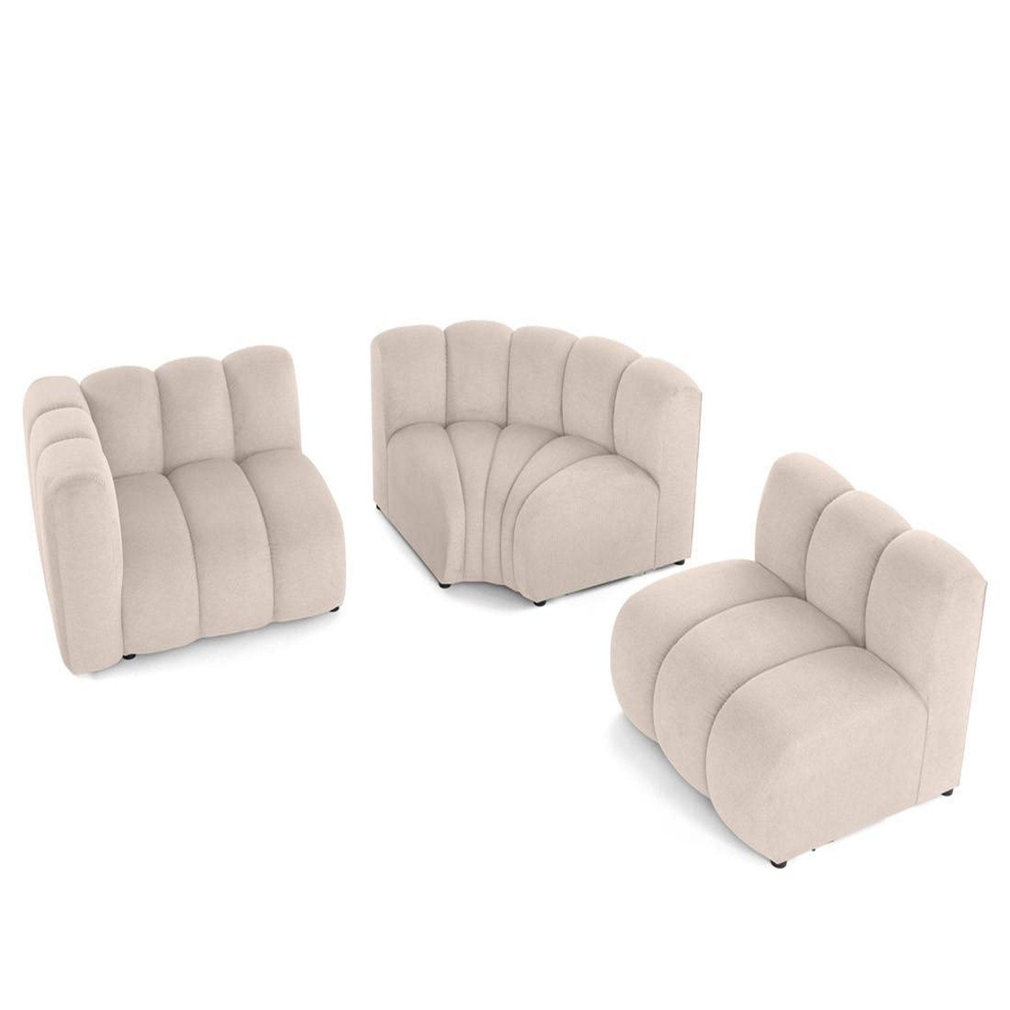Voir la diapositive 2 : LISA DESIGN Debbie - canapé modulable d'angle droit 4 places avec accoudoir en tissu texturé
