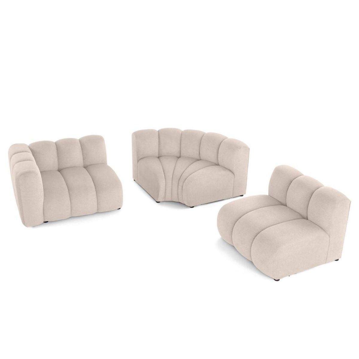 LISA DESIGN Debbie - canapé modulable d'angle droit 4 places avec accoudoir en tissu texturé