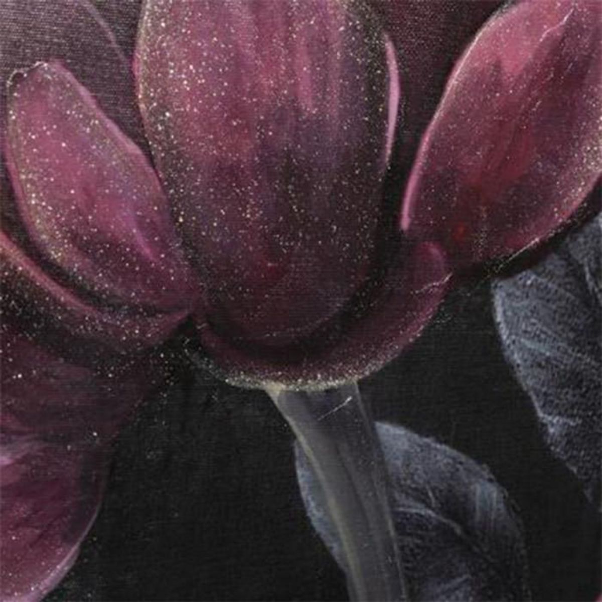 ATMOSPHERA Toile Peinte Déco  Cadre Fleur  58x58cm Noir